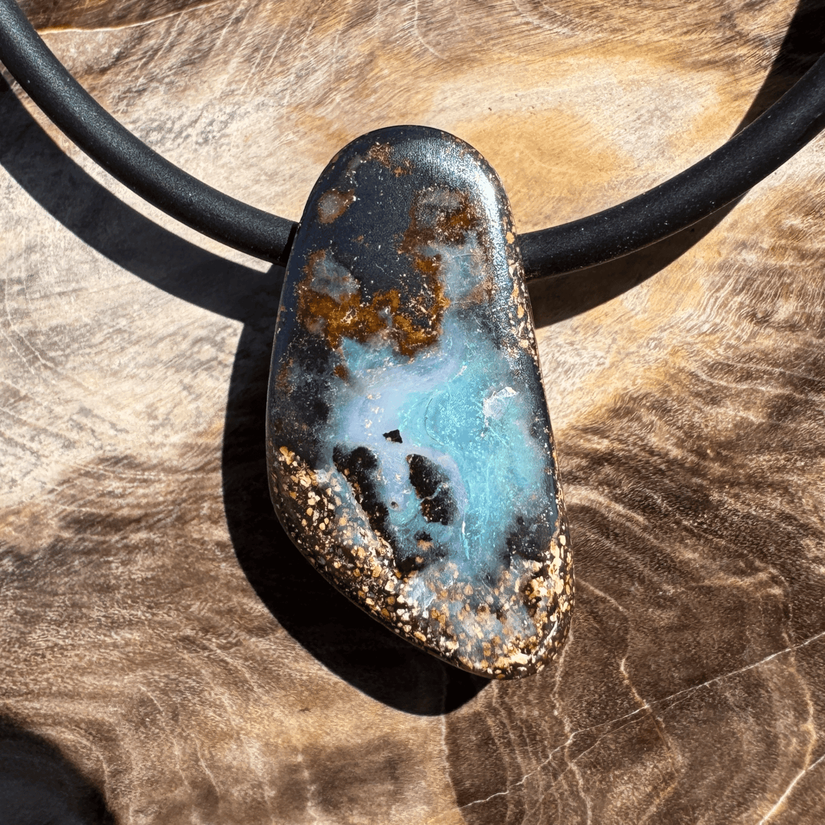 Solid Queensland Boulder Opal Pendant Necklace ~ 'Tarkine Emberglow' | Solid Australian Opal