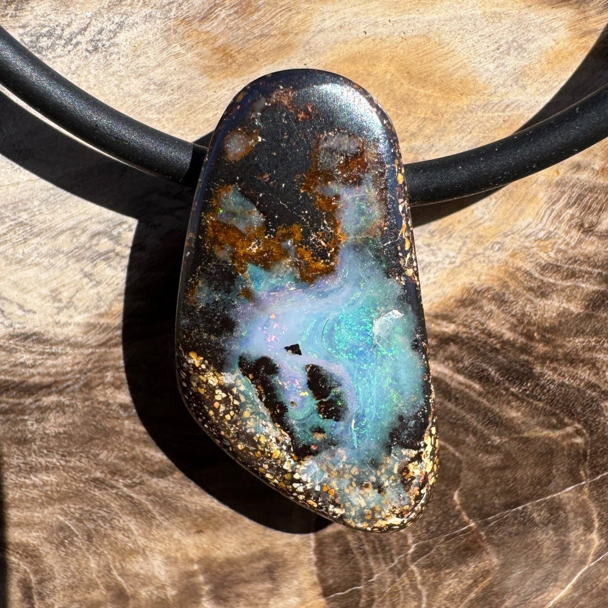 Solid Queensland Boulder Opal Pendant Necklace ~ 'Tarkine Emberglow' | Solid Australian Opal