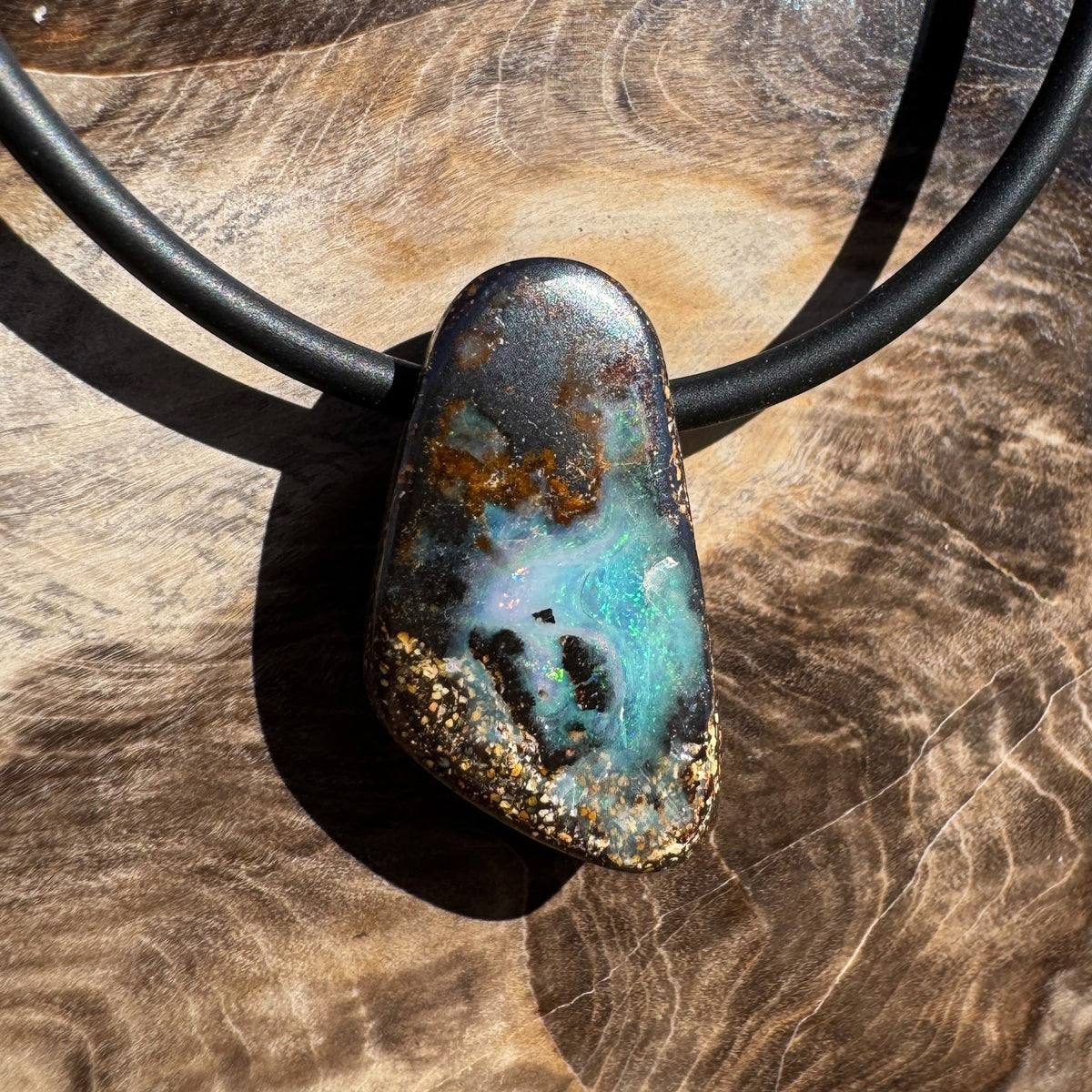 Solid Queensland Boulder Opal Pendant Necklace ~ 'Tarkine Emberglow' | Solid Australian Opal