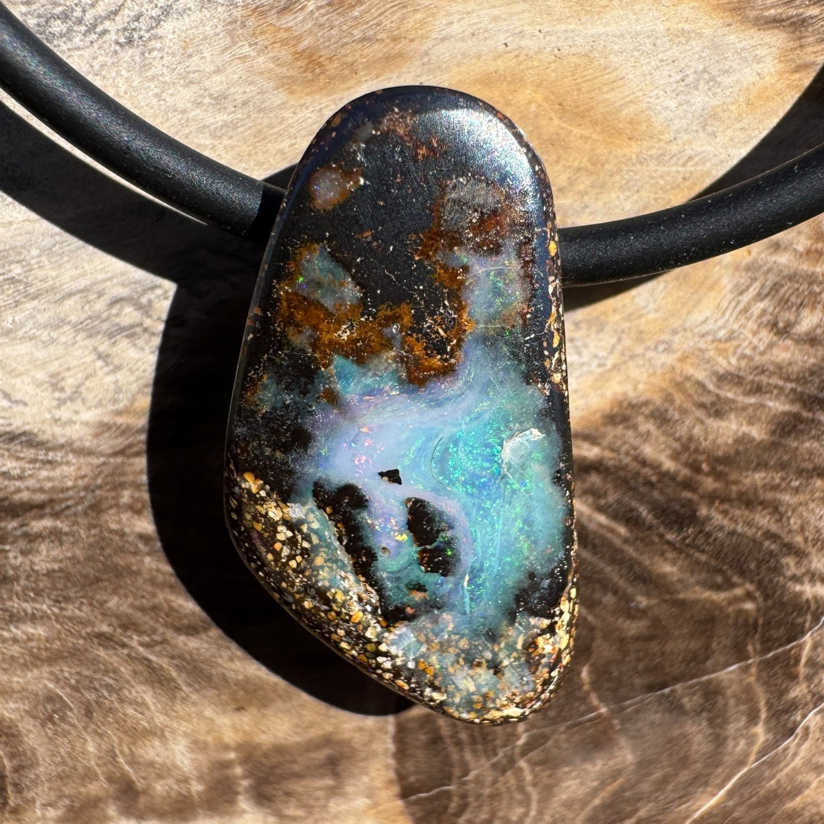 Solid Queensland Boulder Opal Pendant Necklace ~ 'Tarkine Emberglow' | Solid Australian Opal