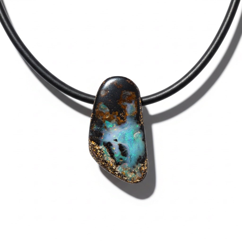 Solid Queensland Boulder Opal Pendant Necklace ~ 'Tarkine Emberglow' | Solid Australian Opal