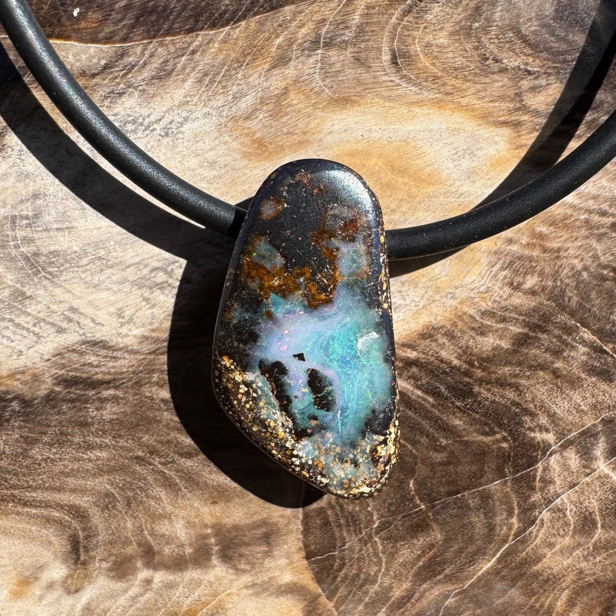 Solid Queensland Boulder Opal Pendant Necklace ~ 'Tarkine Emberglow' | Solid Australian Opal