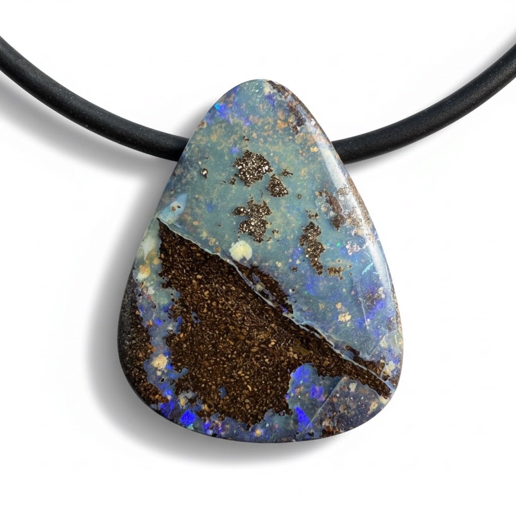 Solid Queensland Boulder Opal Pendant Necklace ~ 'Undara Glowline' | Solid Australian Opal