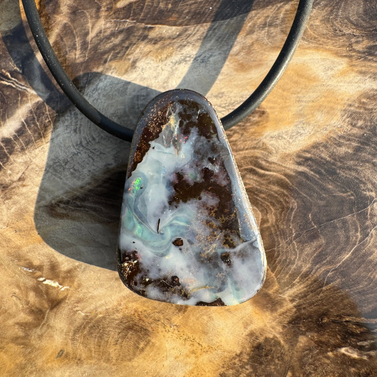 Solid Queensland Boulder Opal Pendant Necklace ~ 'Wandjina Skyshift' | Solid Australian Opal