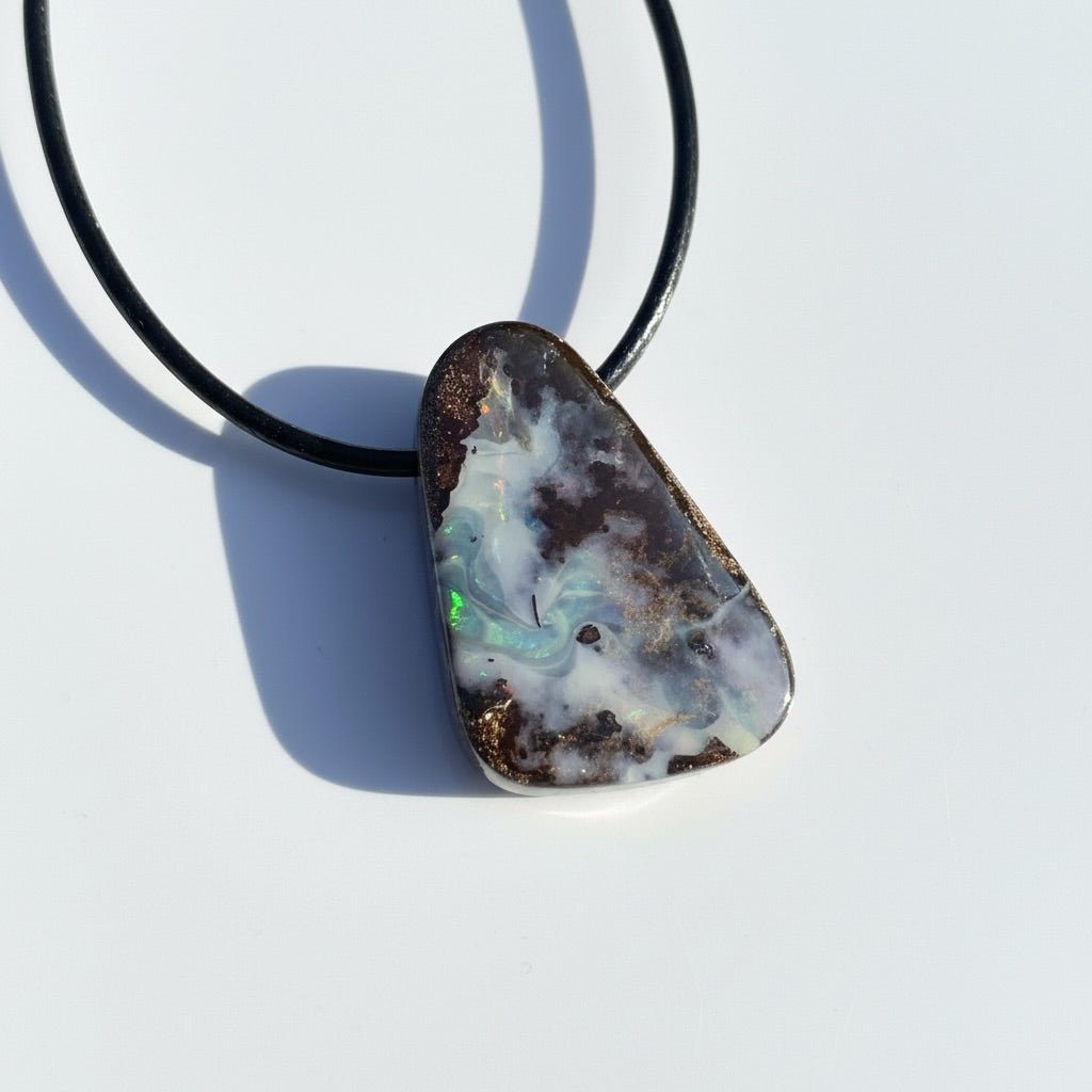 Solid Queensland Boulder Opal Pendant Necklace ~ 'Wandjina Skyshift' | Solid Australian Opal