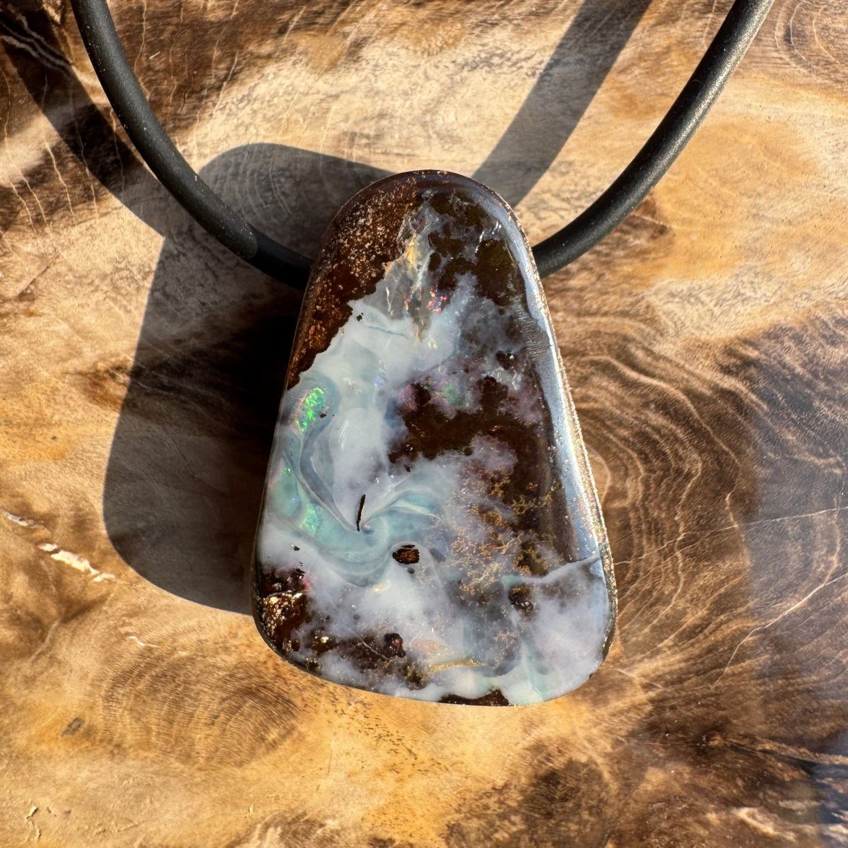 Solid Queensland Boulder Opal Pendant Necklace ~ 'Wandjina Skyshift' | Solid Australian Opal