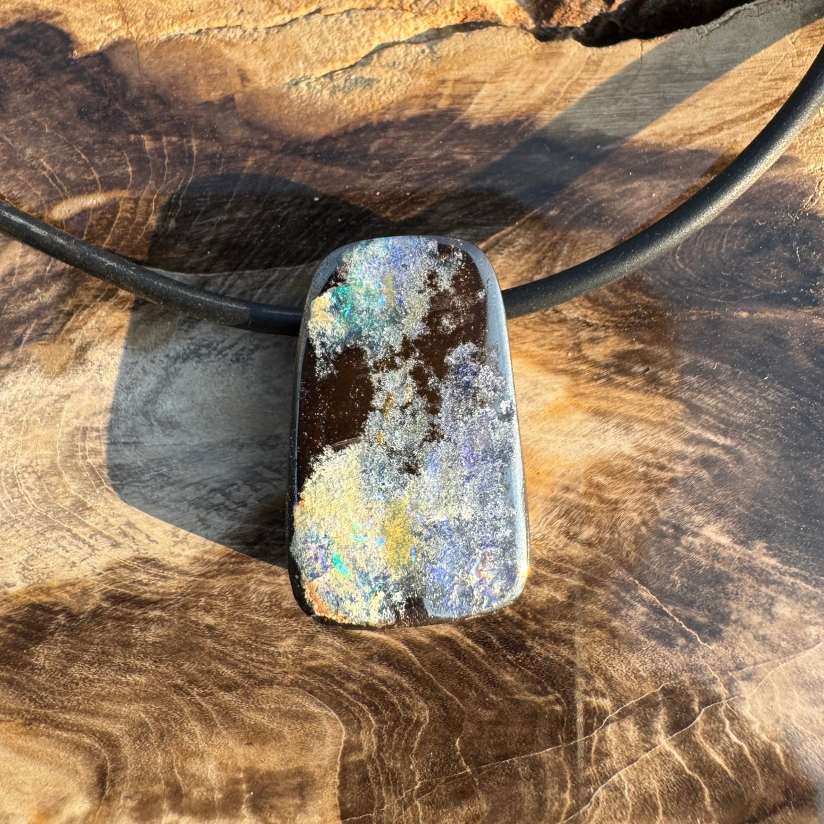 Solid Queensland Boulder Opal Pendant Necklace ~ 'Yeppoon Reefglow' | Solid Australian Opal