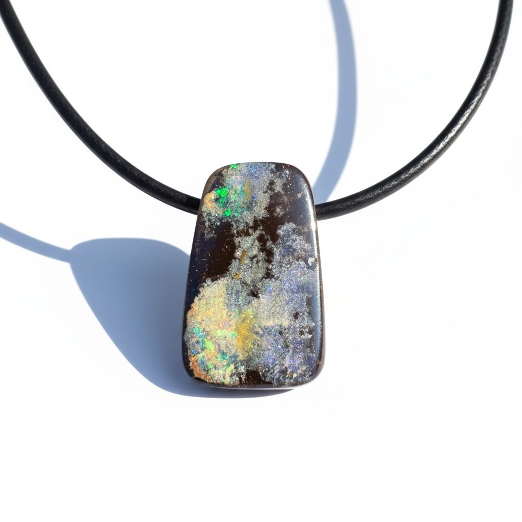 Solid Queensland Boulder Opal Pendant Necklace ~ 'Yeppoon Reefglow' | Solid Australian Opal