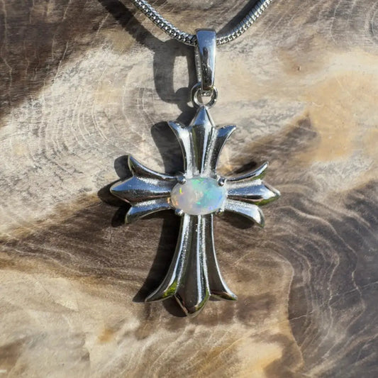 ‘Southern Cross' ~ Handcrafted 0.6ct Solid Lightning Ridge Opal 925 Sterling Silver Pendant Necklace