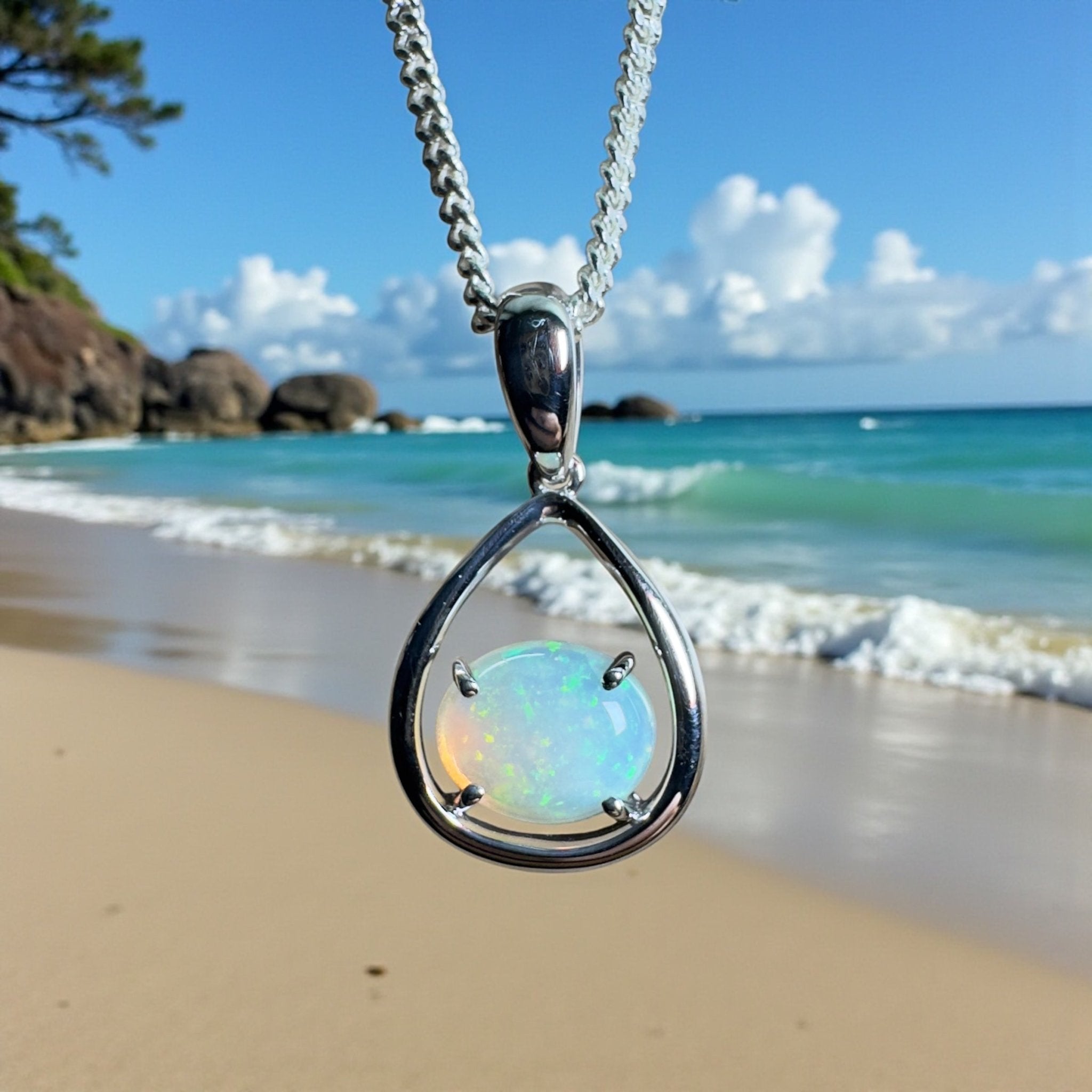 Southern Interior Morning Glow ~ 1.35ct Coober Pedy Opal 925 Silver Pendant