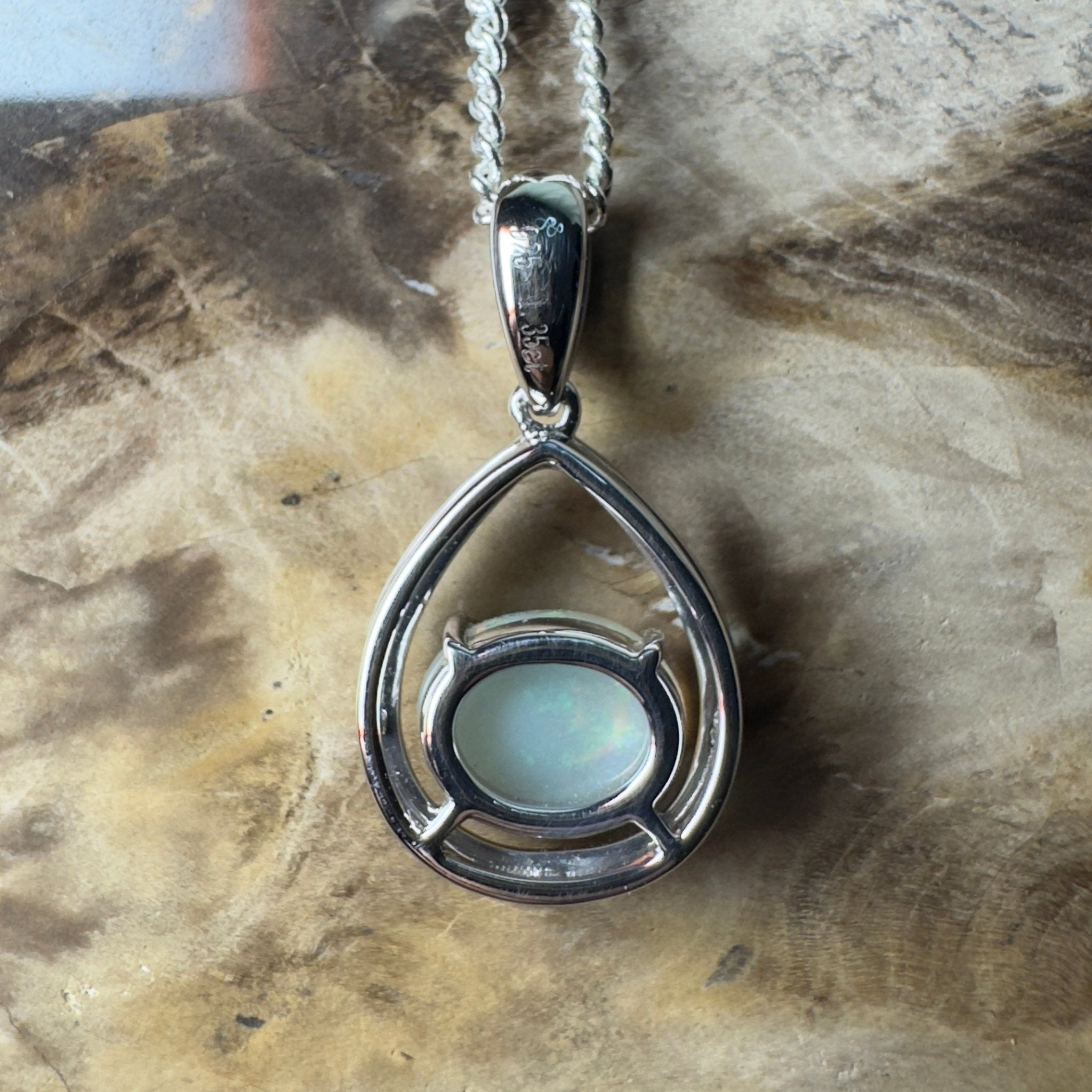 Southern Interior Morning Glow ~ 1.35ct Coober Pedy Opal 925 Silver Pendant