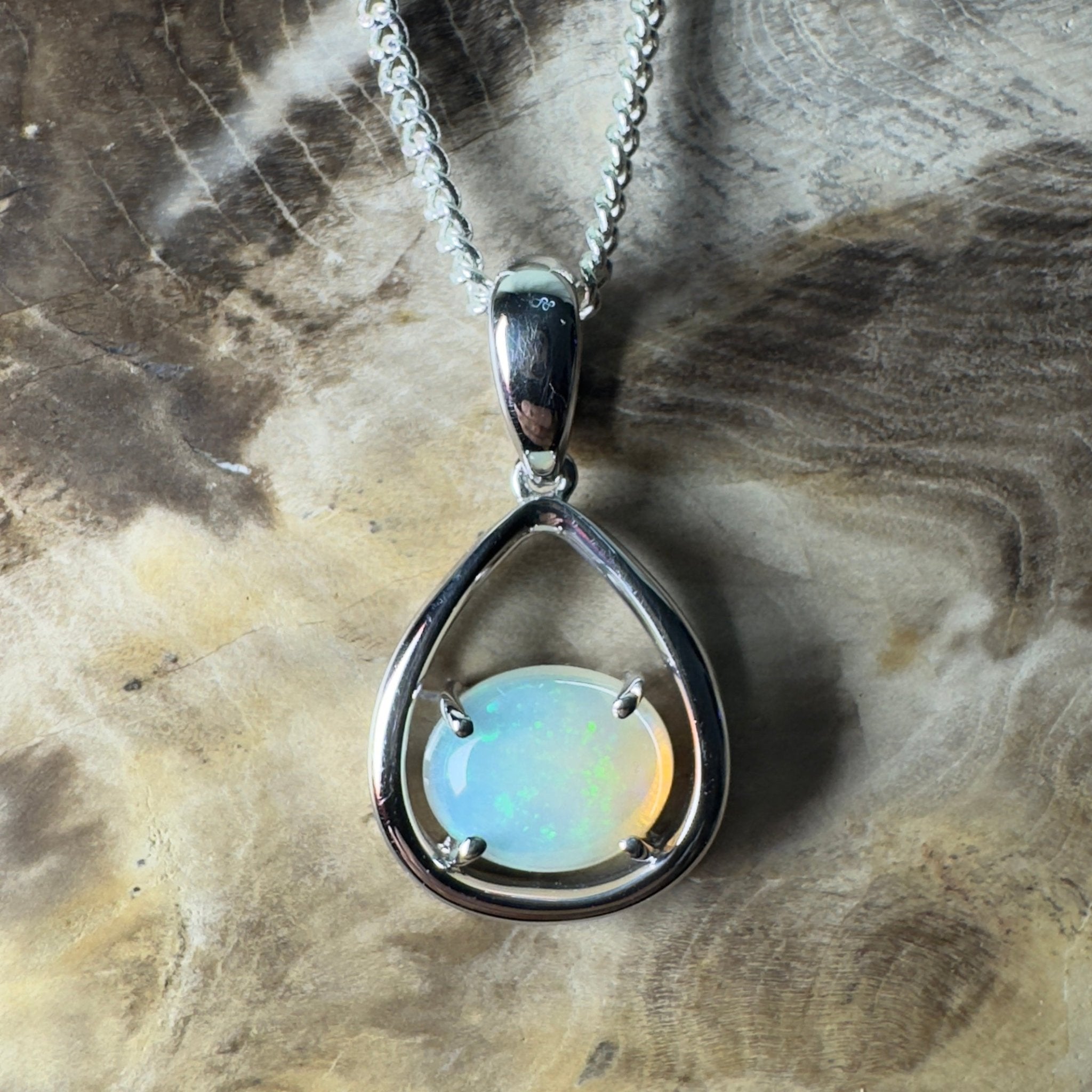Southern Interior Morning Glow ~ 1.35ct Coober Pedy Opal 925 Silver Pendant