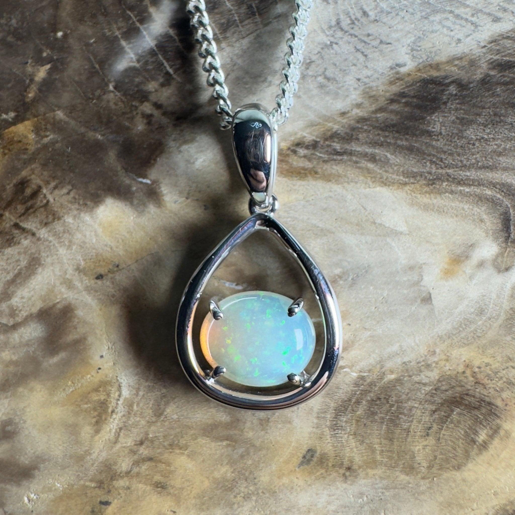 Southern Interior Morning Glow ~ 1.35ct Coober Pedy Opal 925 Silver Pendant