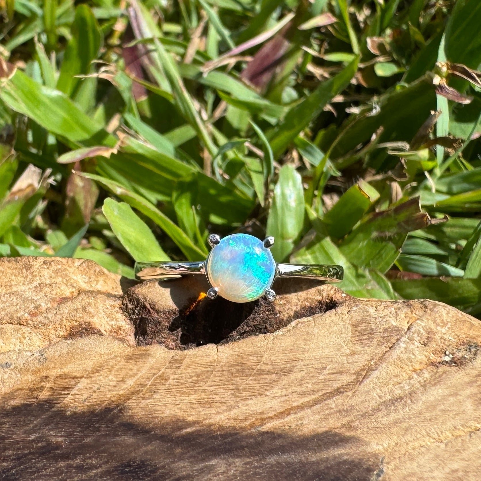 Southern Shelf Glow ~ 0.5ct Solid Lightning Ridge Crystal Opal 925 Silver Ring
