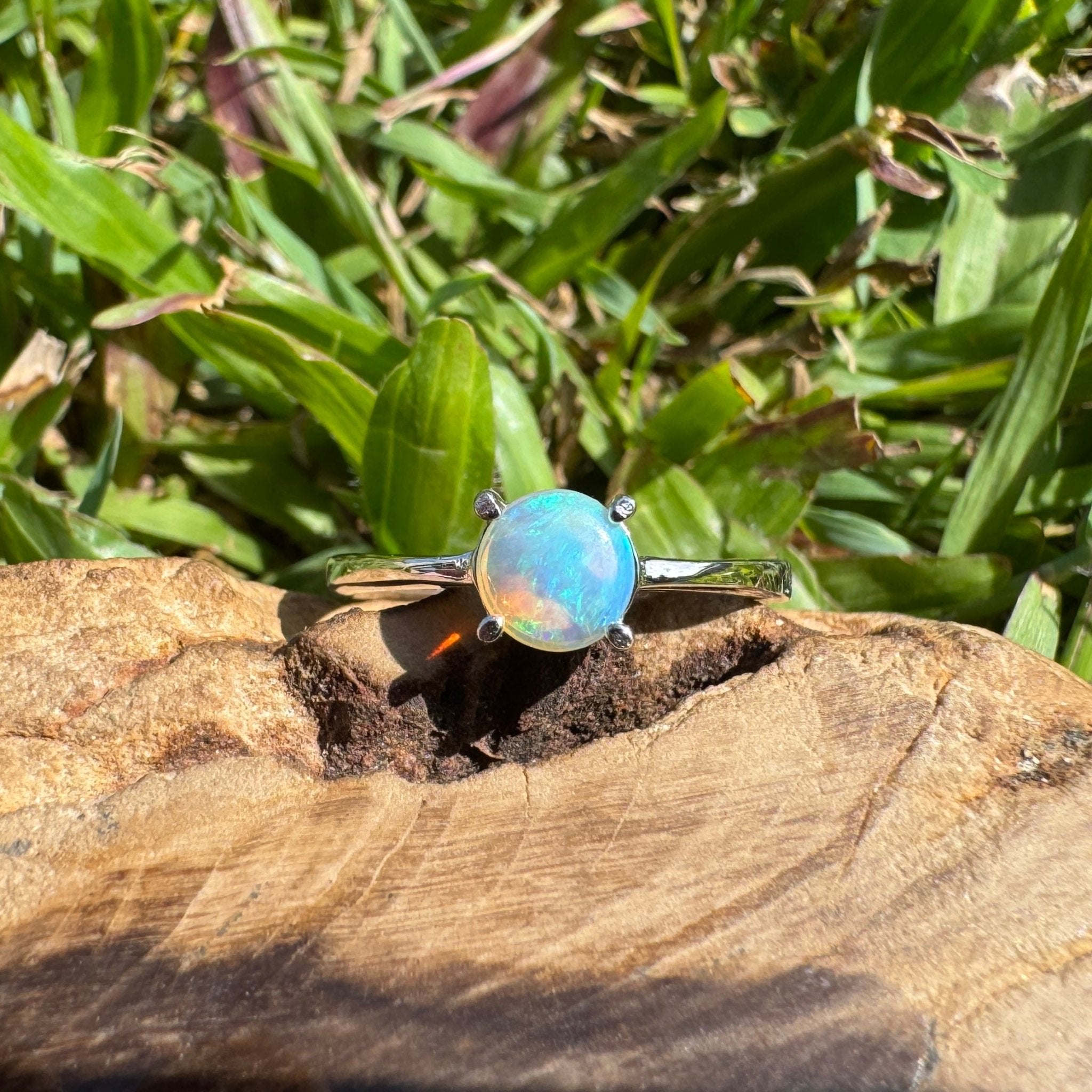 Southern Shelf Glow ~ 0.5ct Solid Lightning Ridge Crystal Opal 925 Silver Ring