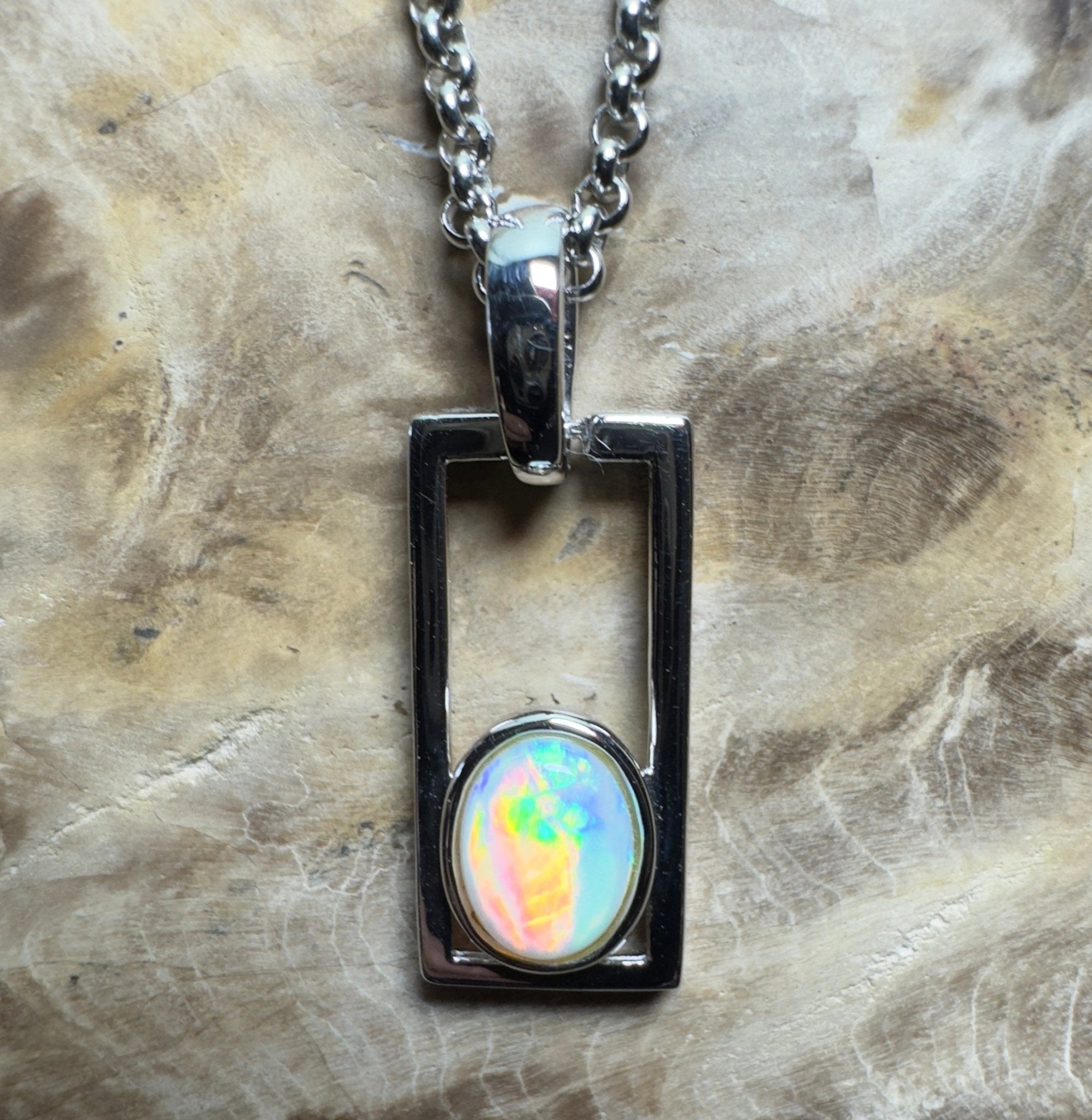 Southern Swell Light ~ 1.1ct Lightning Ridge Opal 925 Silver Pendant