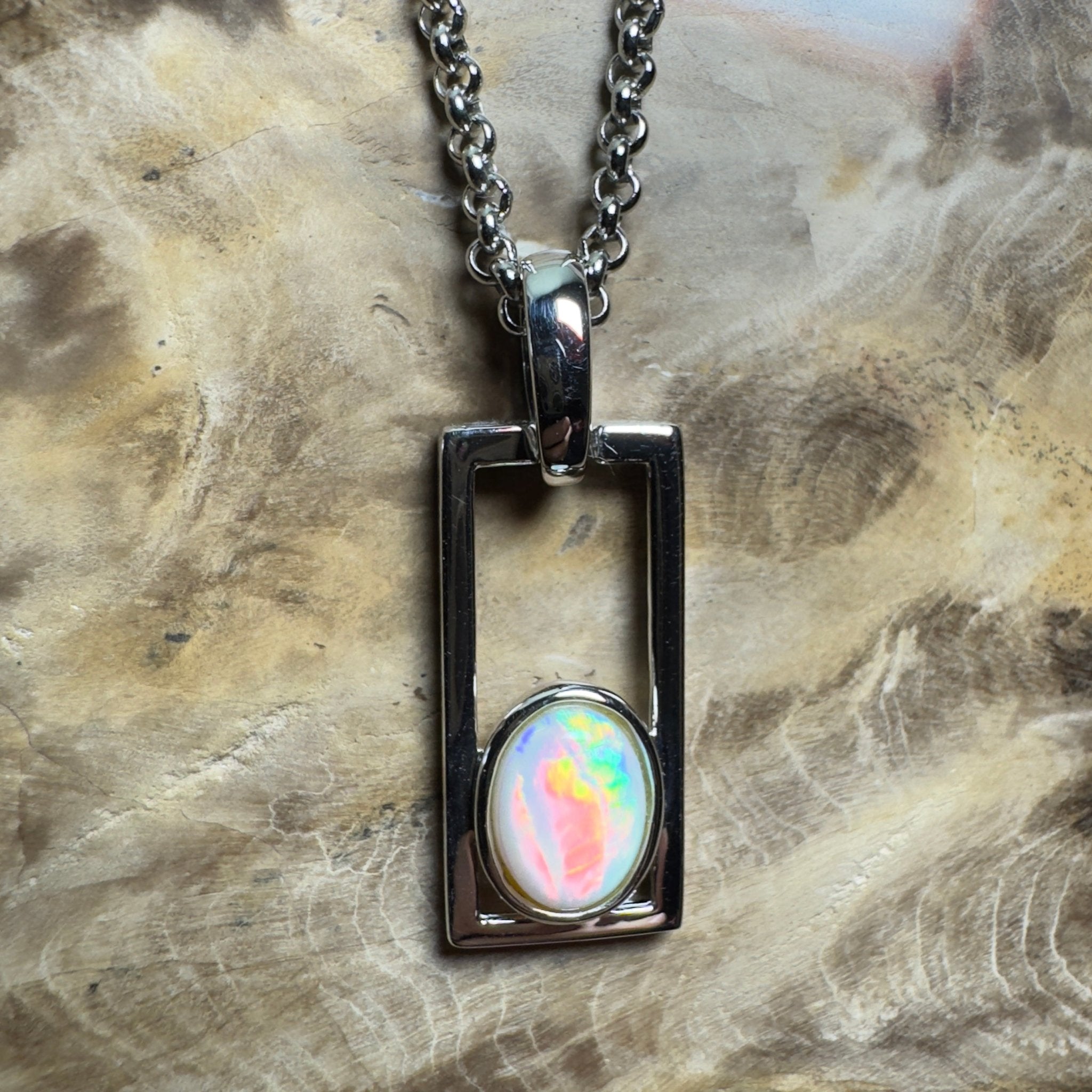Southern Swell Light ~ 1.1ct Lightning Ridge Opal 925 Silver Pendant