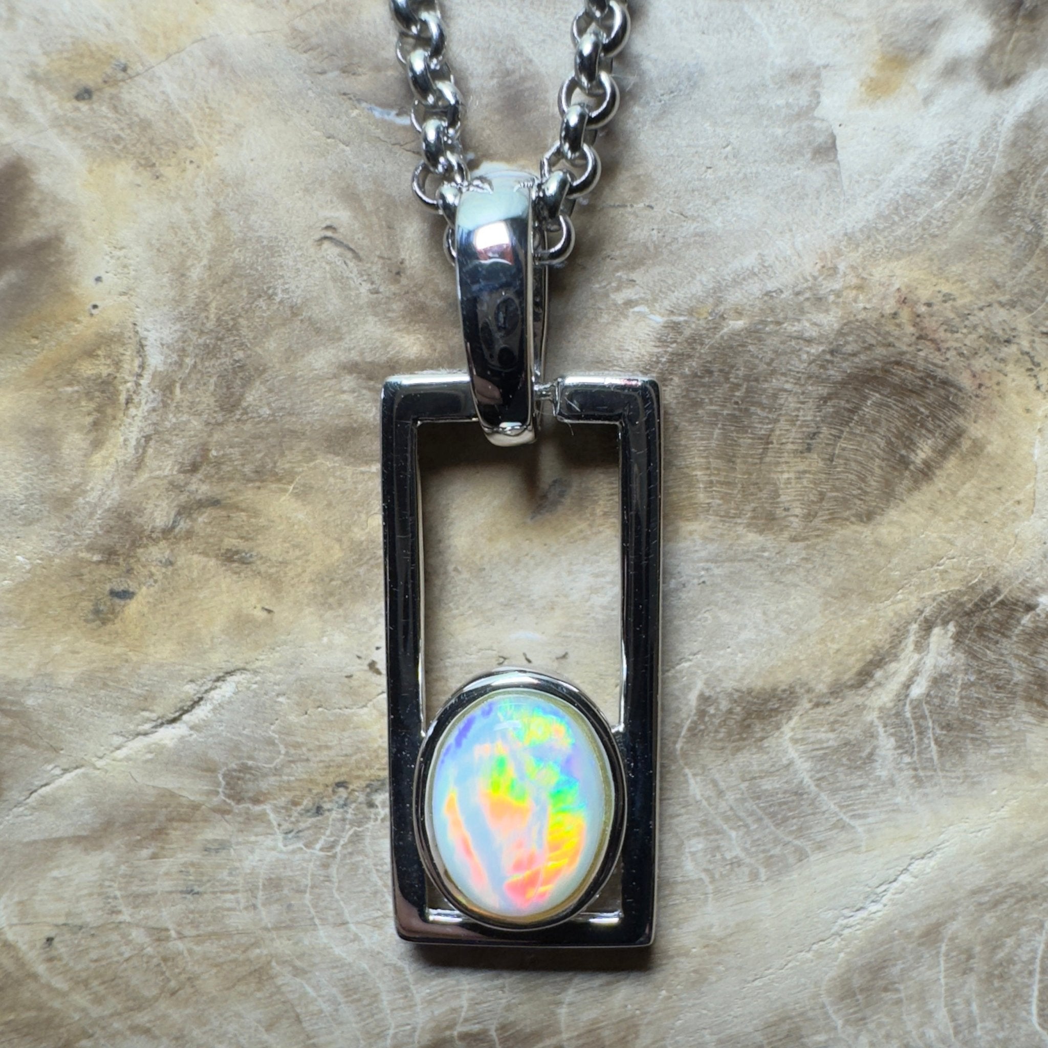 Southern Swell Light ~ 1.1ct Lightning Ridge Opal 925 Silver Pendant