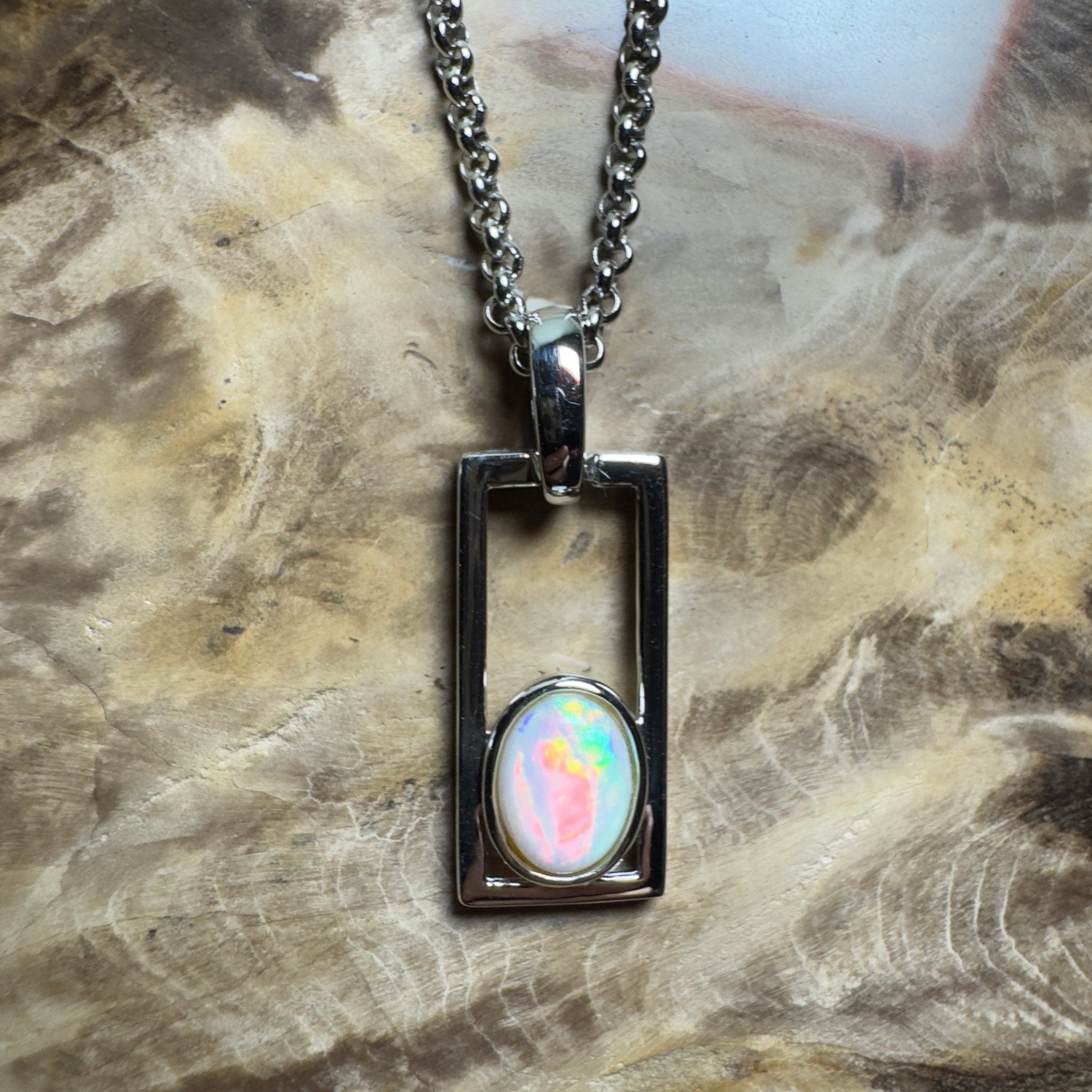 Southern Swell Light ~ 1.1ct Lightning Ridge Opal 925 Silver Pendant