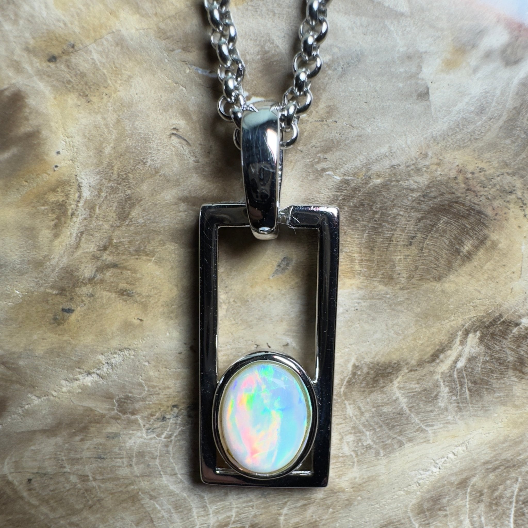 Southern Swell Light ~ 1.1ct Lightning Ridge Opal 925 Silver Pendant