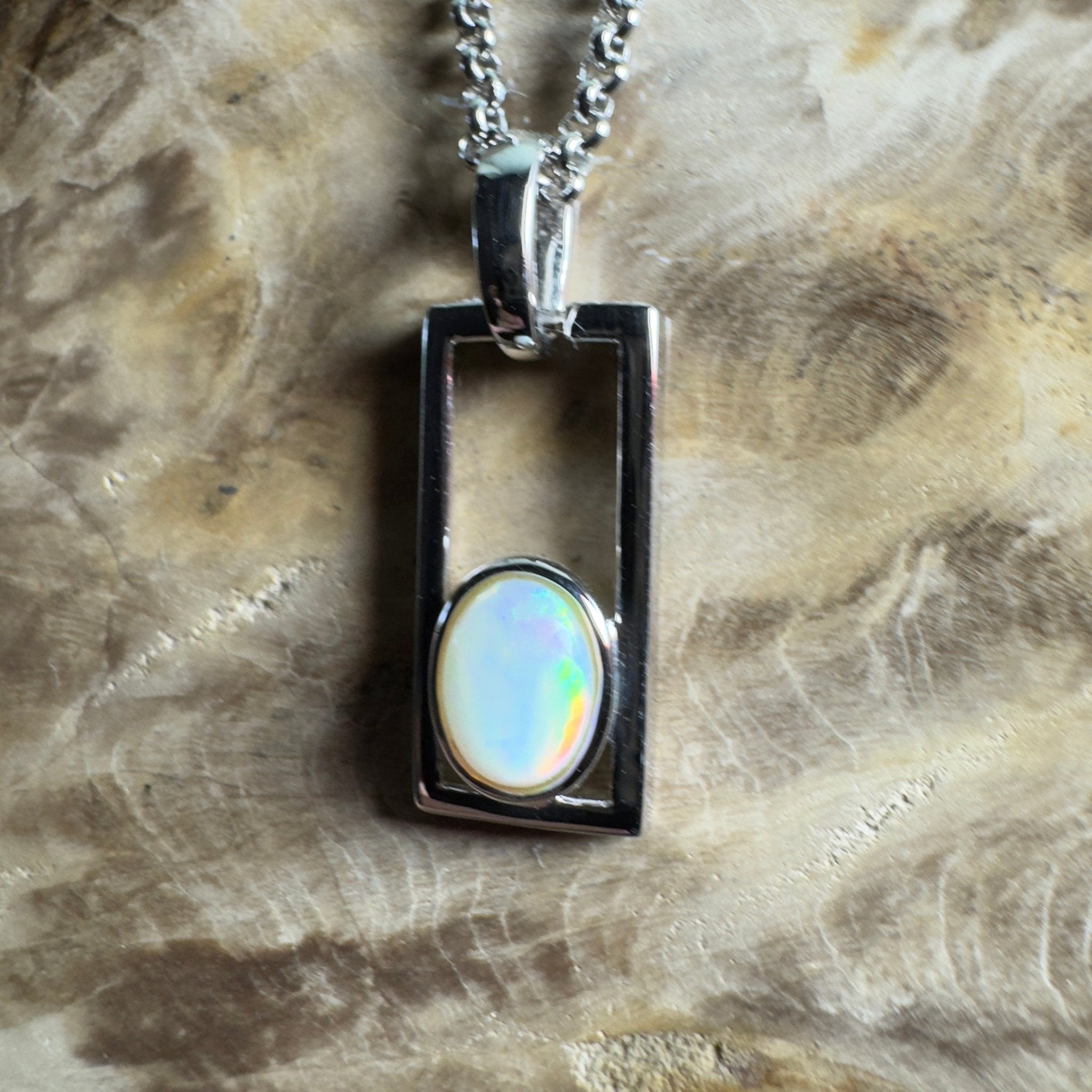 Southern Swell Light ~ 1.1ct Lightning Ridge Opal 925 Silver Pendant
