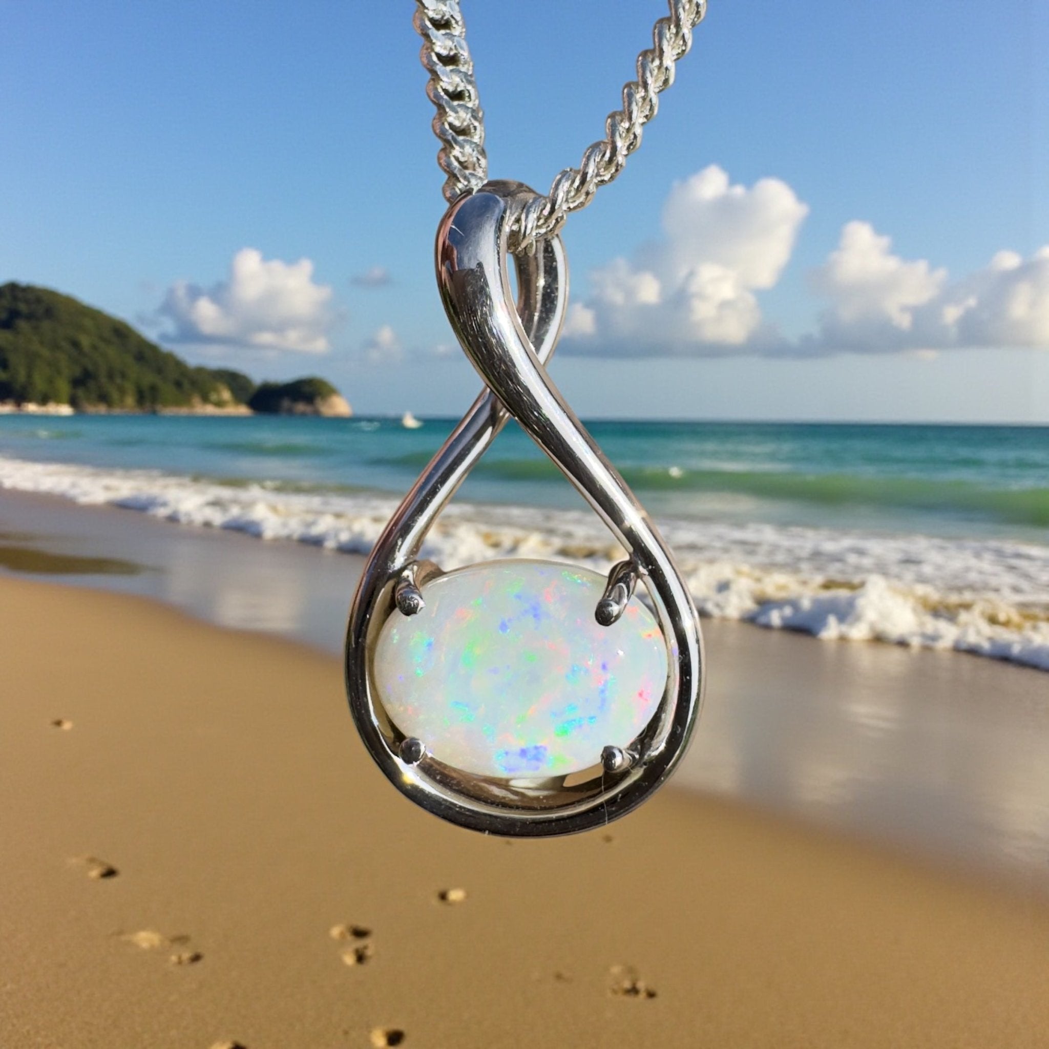 Spencer Gulf Drift – 1.3ct Coober Pedy Opal 925 Silver Pendant