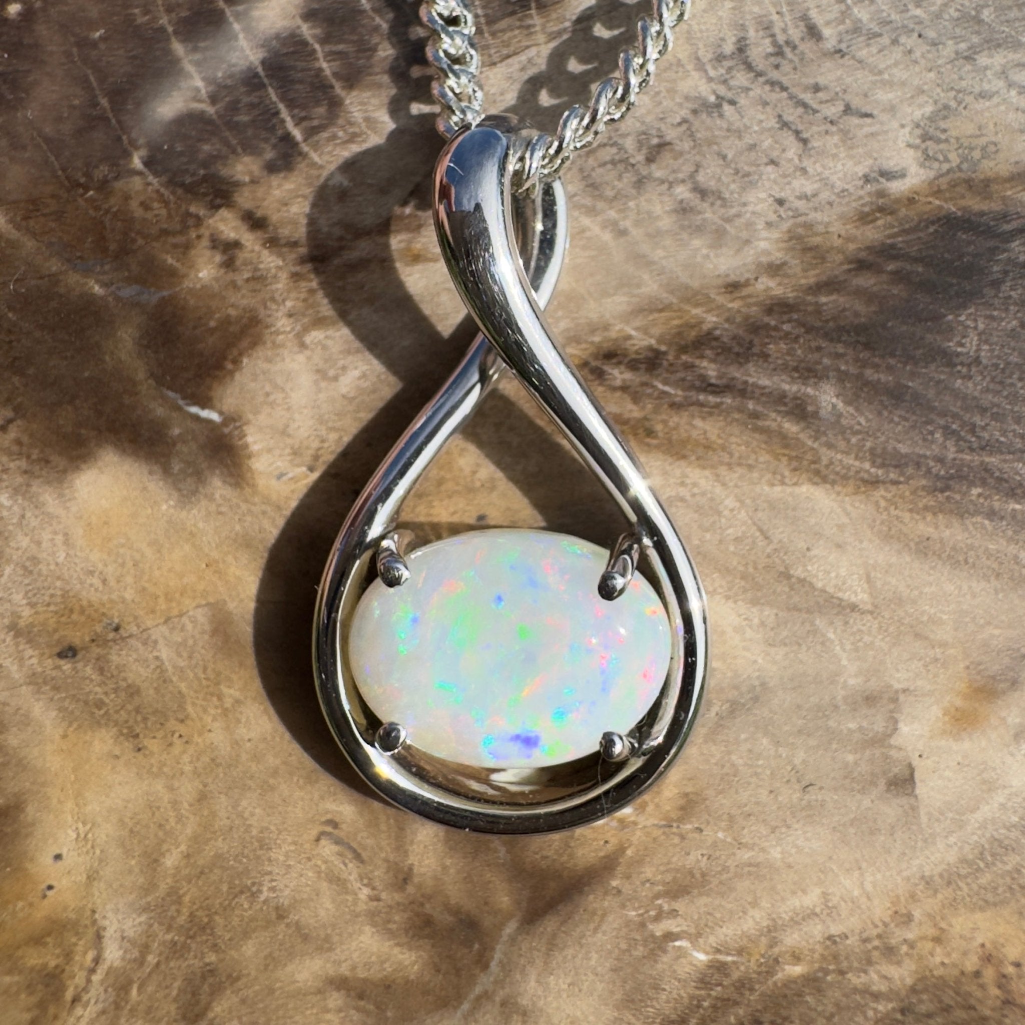 Spencer Gulf Drift – 1.3ct Coober Pedy Opal 925 Silver Pendant