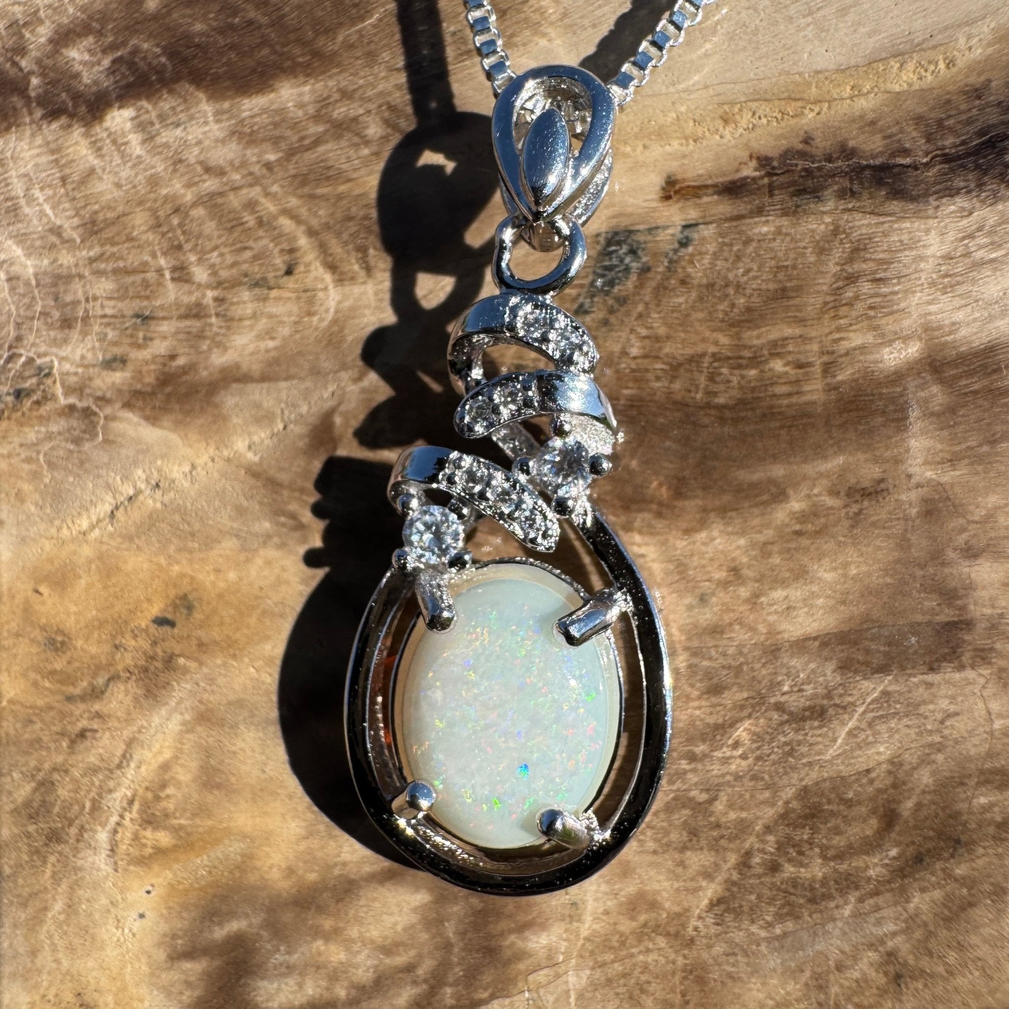 Starlight Ridge ~ 1.2ct Solid Coober Pedy Opal 925 Sterling Silver Pendant Necklace