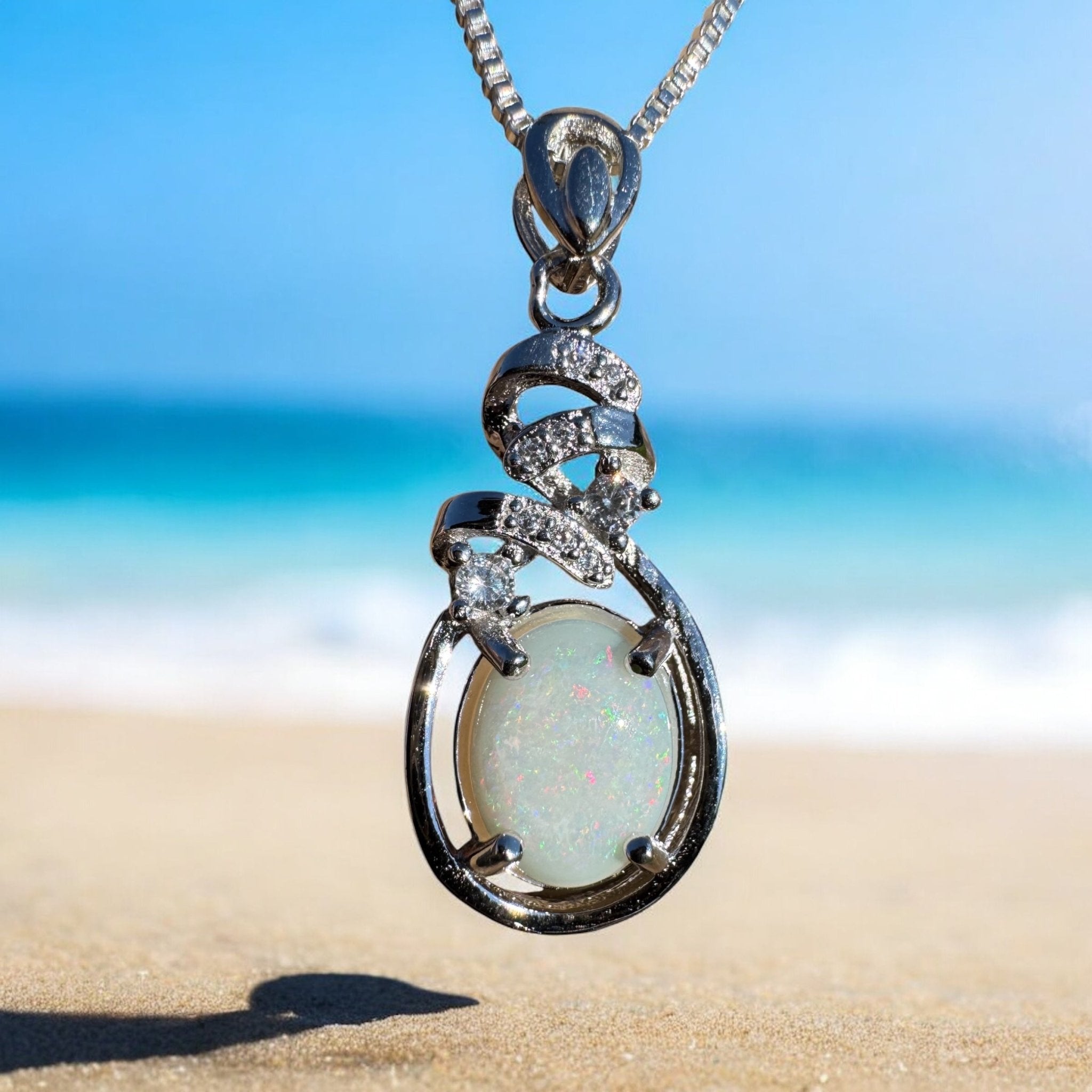 Starlight Ridge ~ 1.2ct Solid Coober Pedy Opal 925 Sterling Silver Pendant Necklace