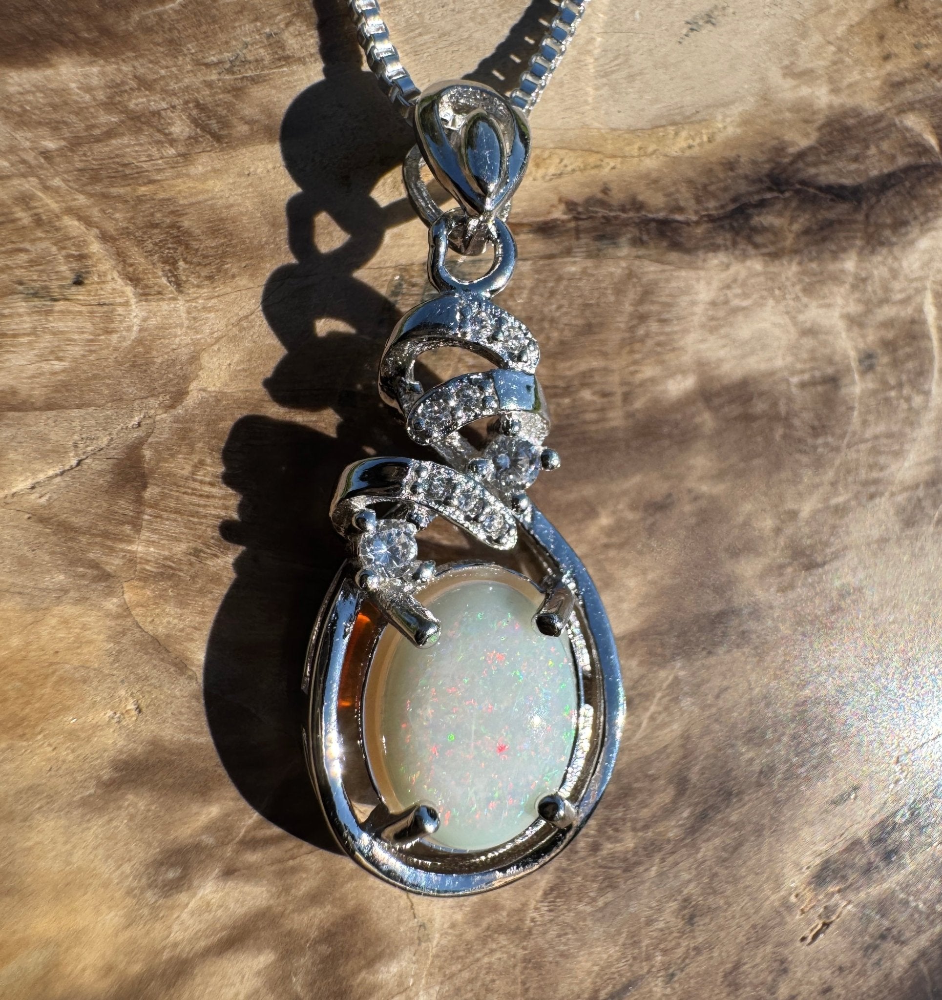 Starlight Ridge ~ 1.2ct Solid Coober Pedy Opal 925 Sterling Silver Pendant Necklace