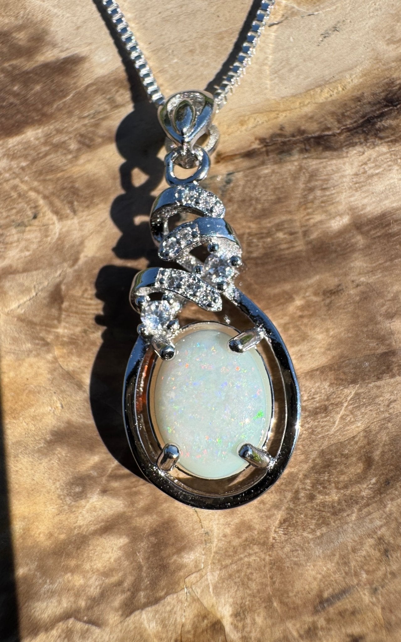 Starlight Ridge ~ 1.2ct Solid Coober Pedy Opal 925 Sterling Silver Pendant Necklace