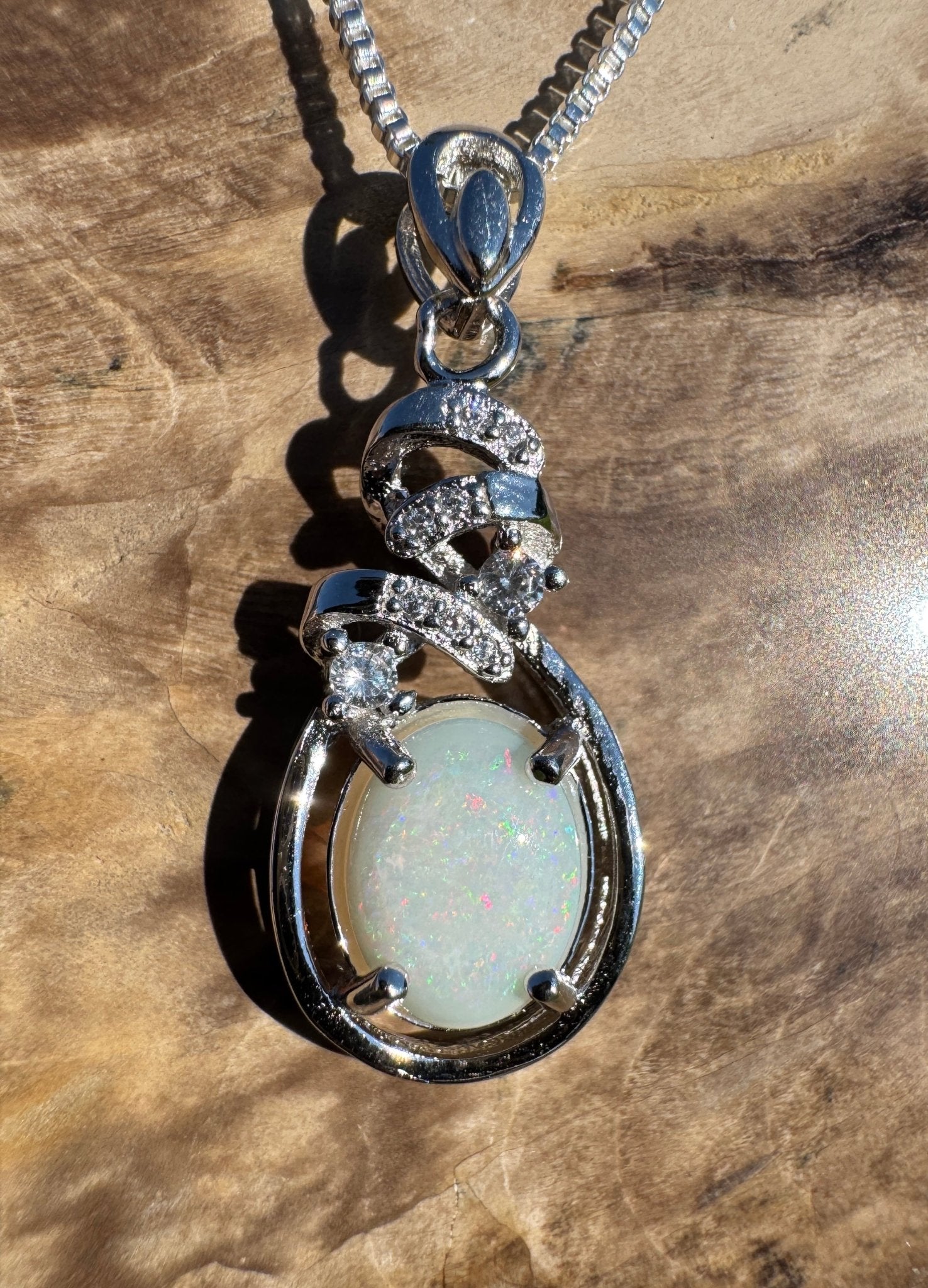 Starlight Ridge ~ 1.2ct Solid Coober Pedy Opal 925 Sterling Silver Pendant Necklace