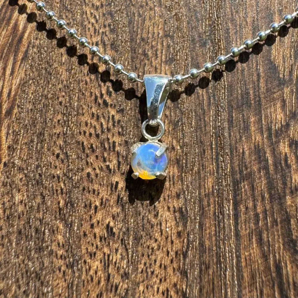 'Starry Plains' ~ Handcrafted 0.2ct Solid Lightning Ridge Opal 925 Sterling Silver Pendant