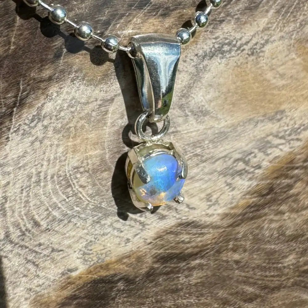 'Starry Plains' ~ Handcrafted 0.2ct Solid Lightning Ridge Opal 925 Sterling Silver Pendant
