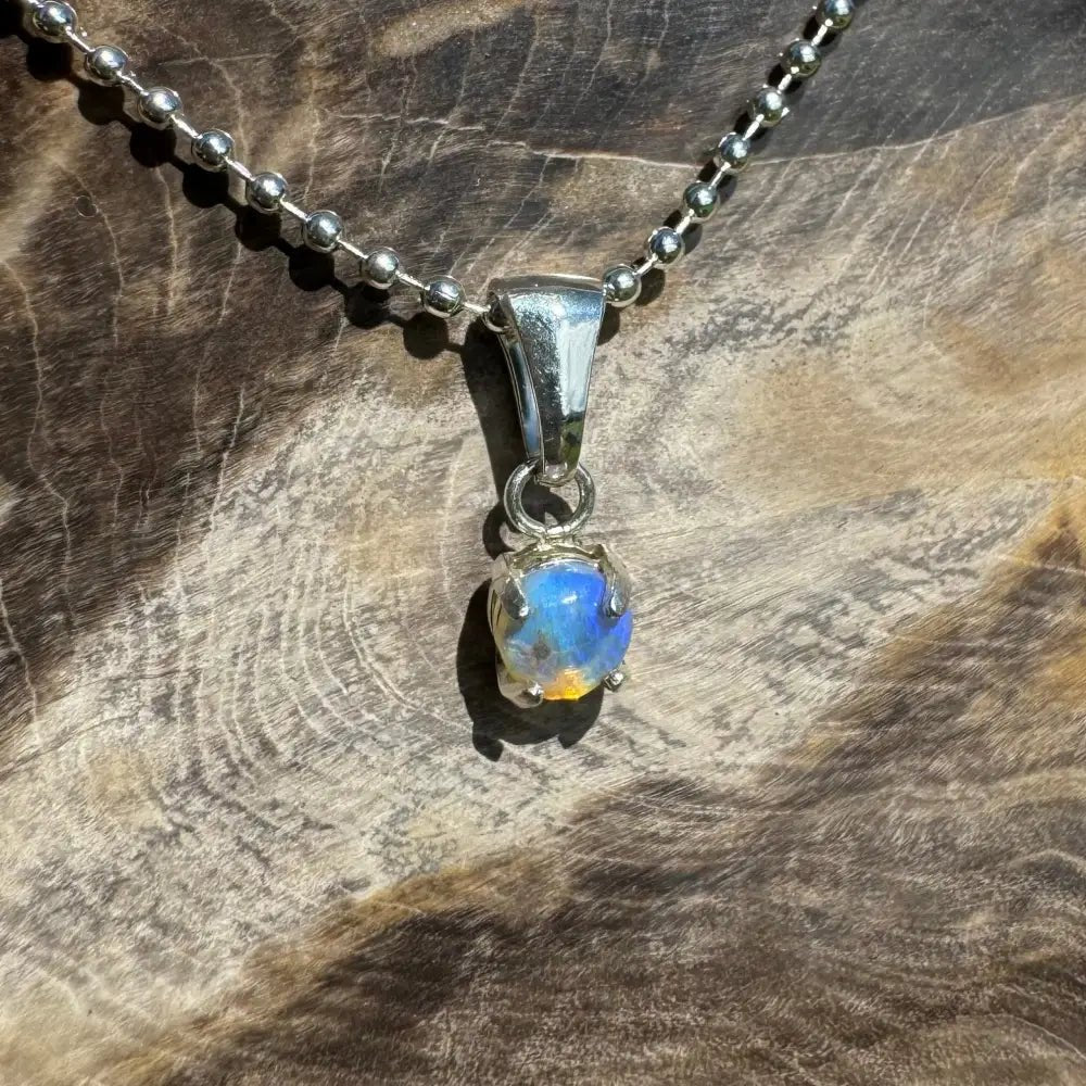 'Starry Plains' ~ Handcrafted 0.2ct Solid Lightning Ridge Opal 925 Sterling Silver Pendant