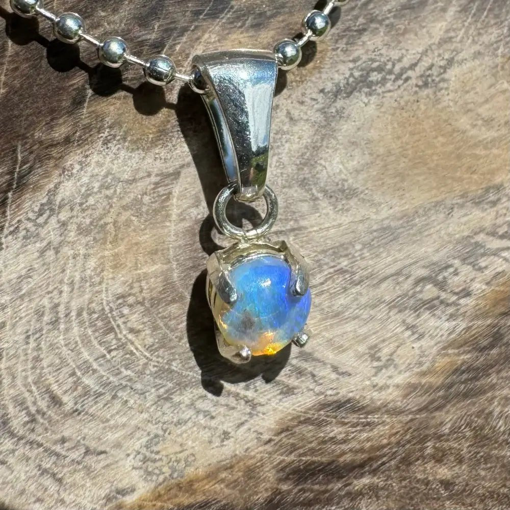 'Starry Plains' ~ Handcrafted 0.2ct Solid Lightning Ridge Opal 925 Sterling Silver Pendant