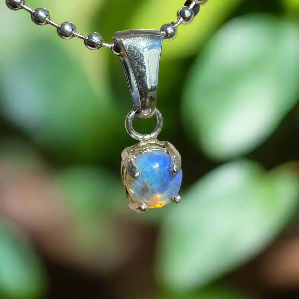 'Starry Plains' ~ Handcrafted 0.2ct Solid Lightning Ridge Opal 925 Sterling Silver Pendant