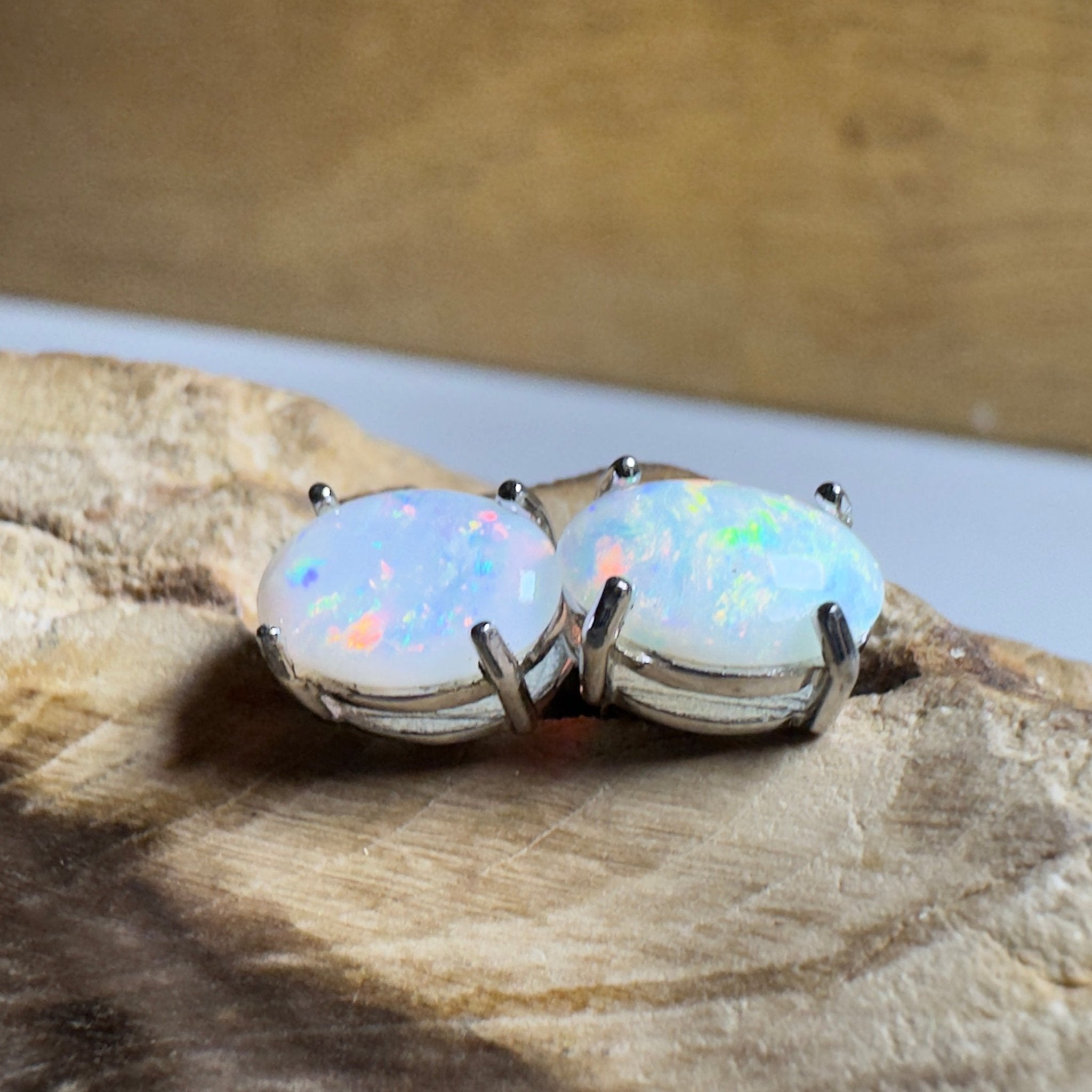 Stellar Bloom Studs ~ 1.2ct Coober Pedy Opal Sterling Silver Earrings
