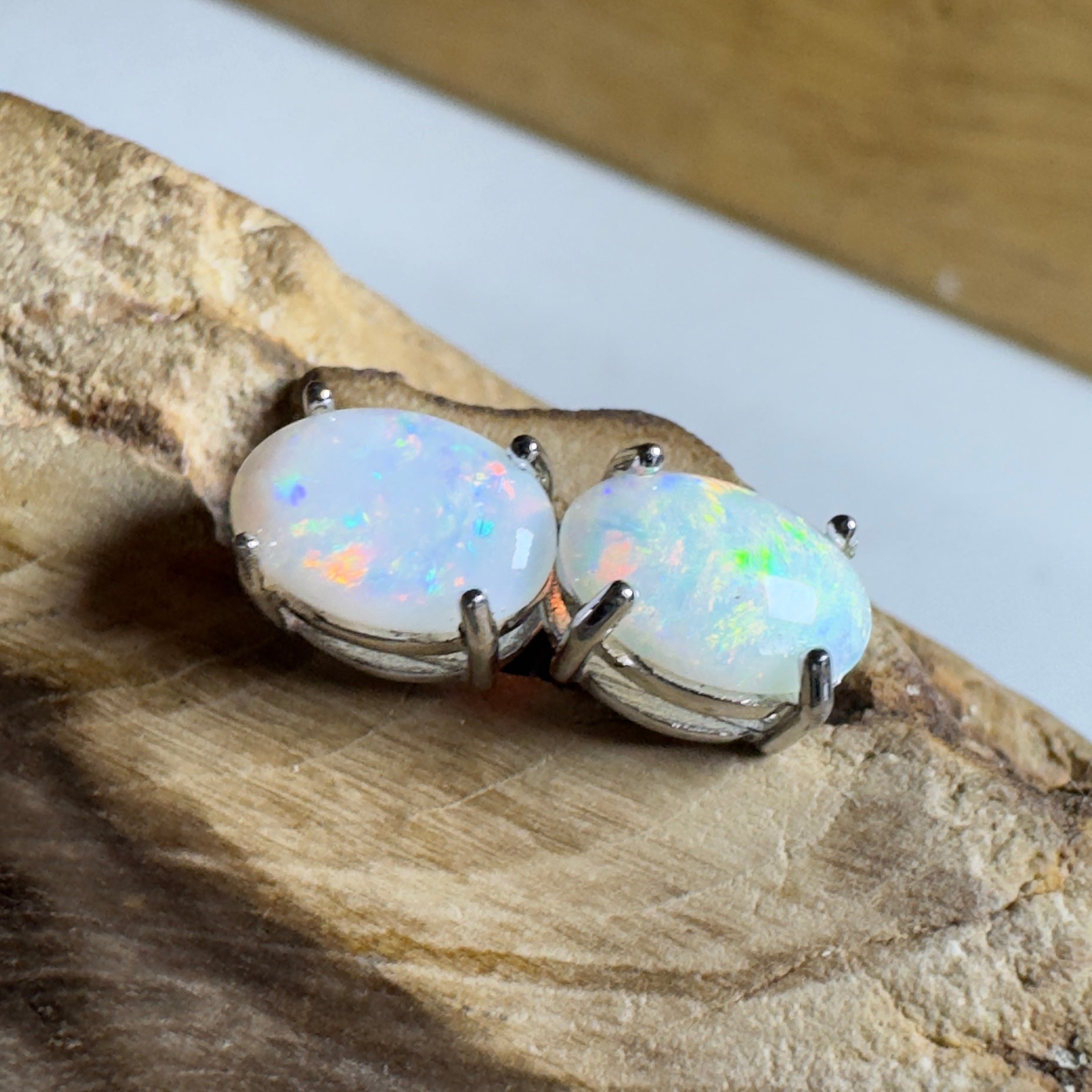 Stellar Bloom Studs ~ 1.2ct Coober Pedy Opal Sterling Silver Earrings