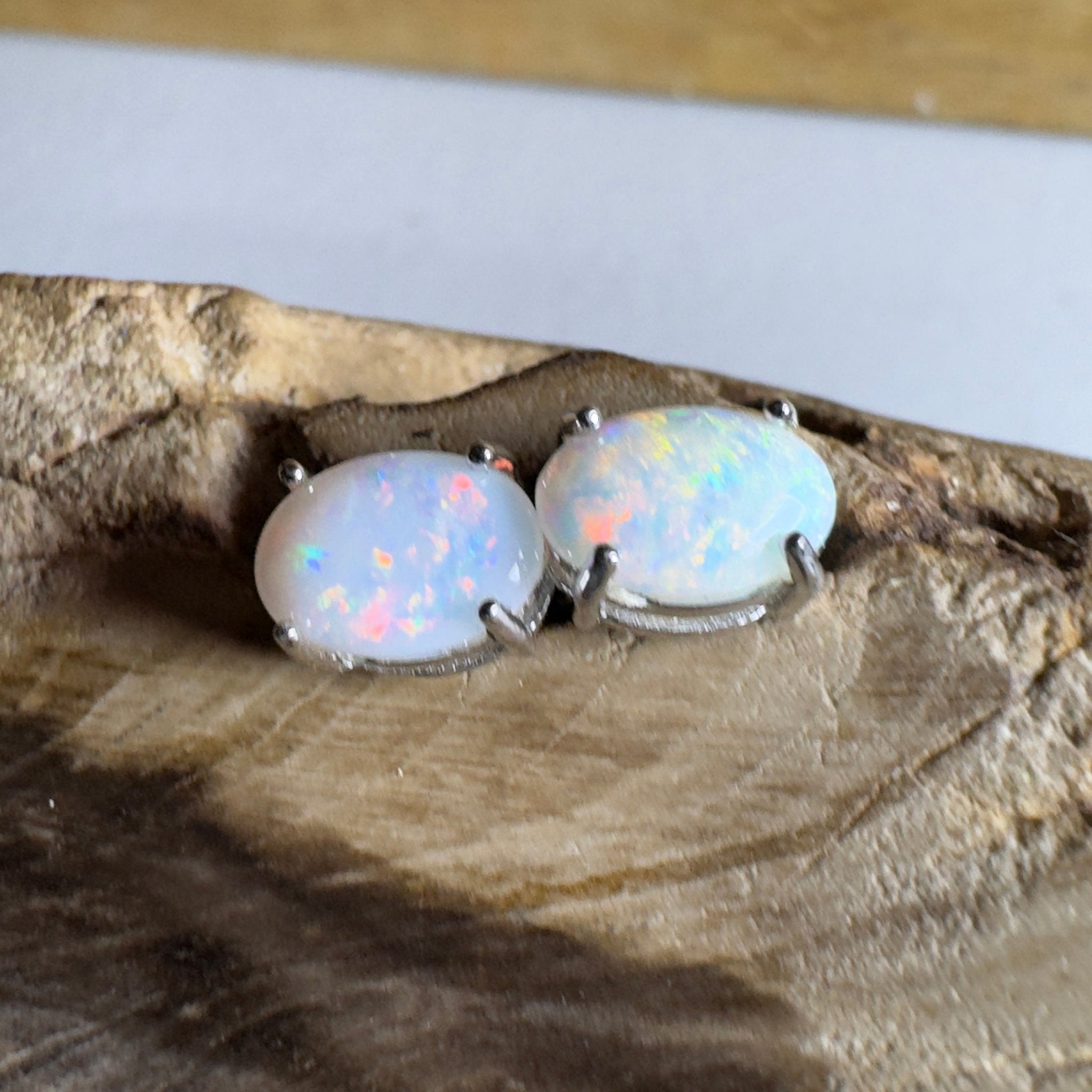 Stellar Bloom Studs ~ 1.2ct Coober Pedy Opal Sterling Silver Earrings