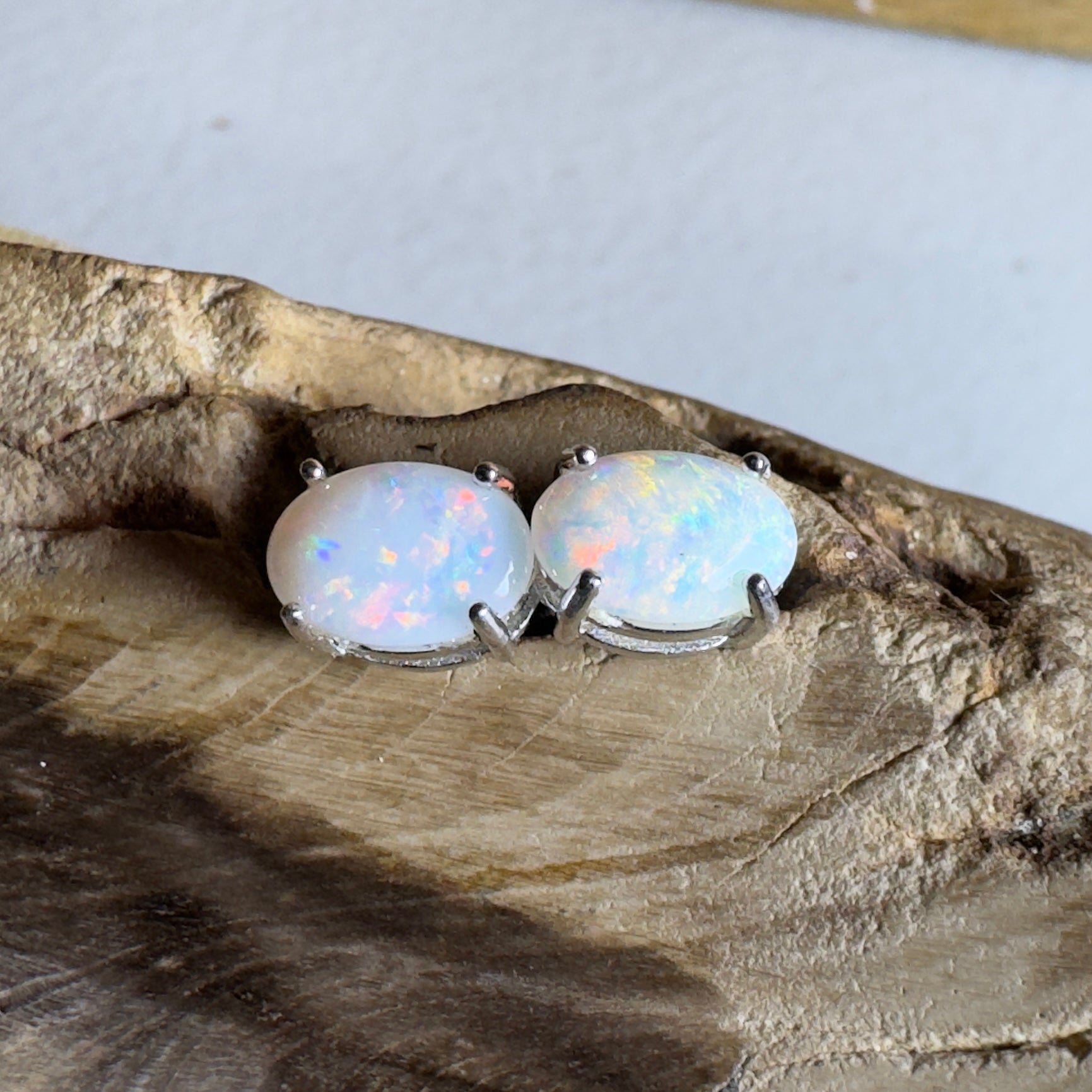 Stellar Bloom Studs ~ 1.2ct Coober Pedy Opal Sterling Silver Earrings
