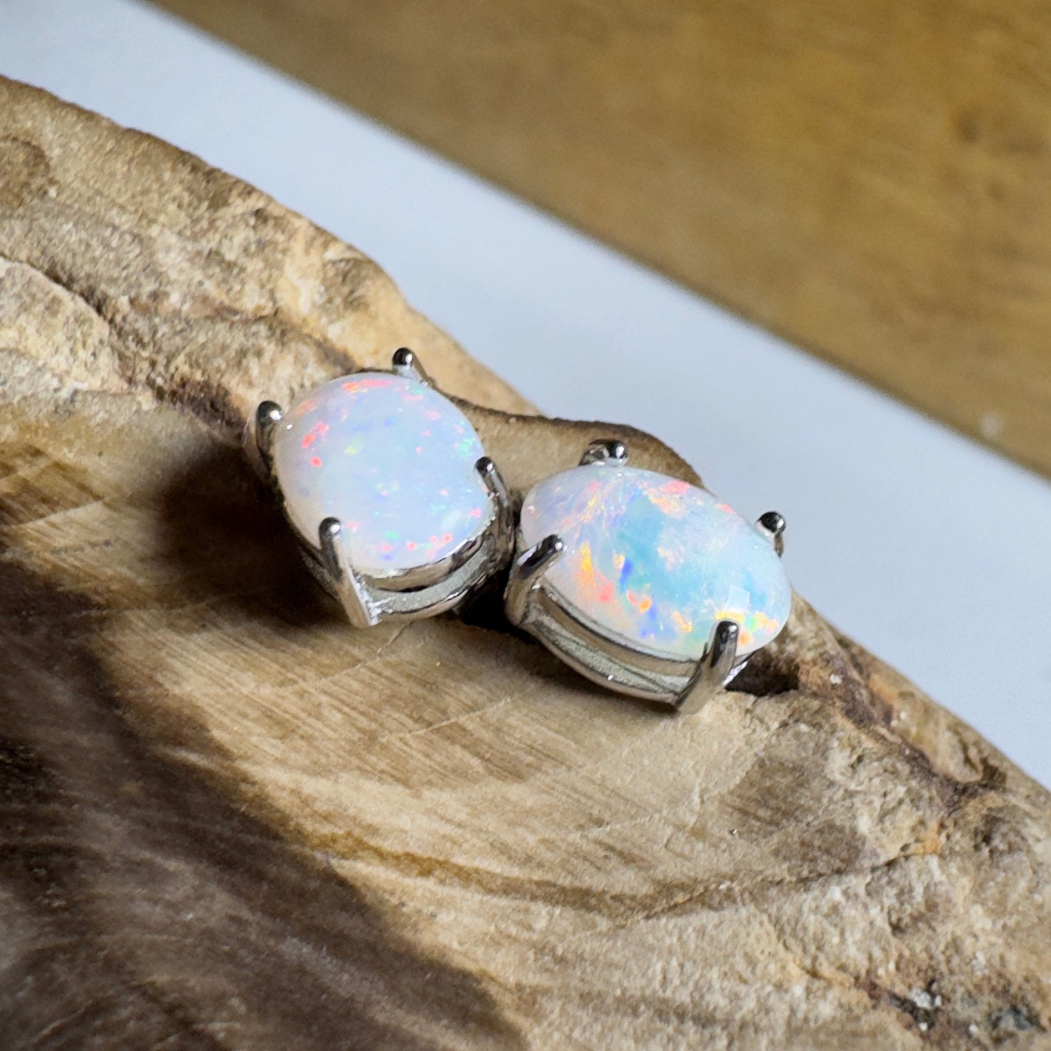 Stellar Bloom Studs ~ 1.2ct Coober Pedy Opal Sterling Silver Earrings