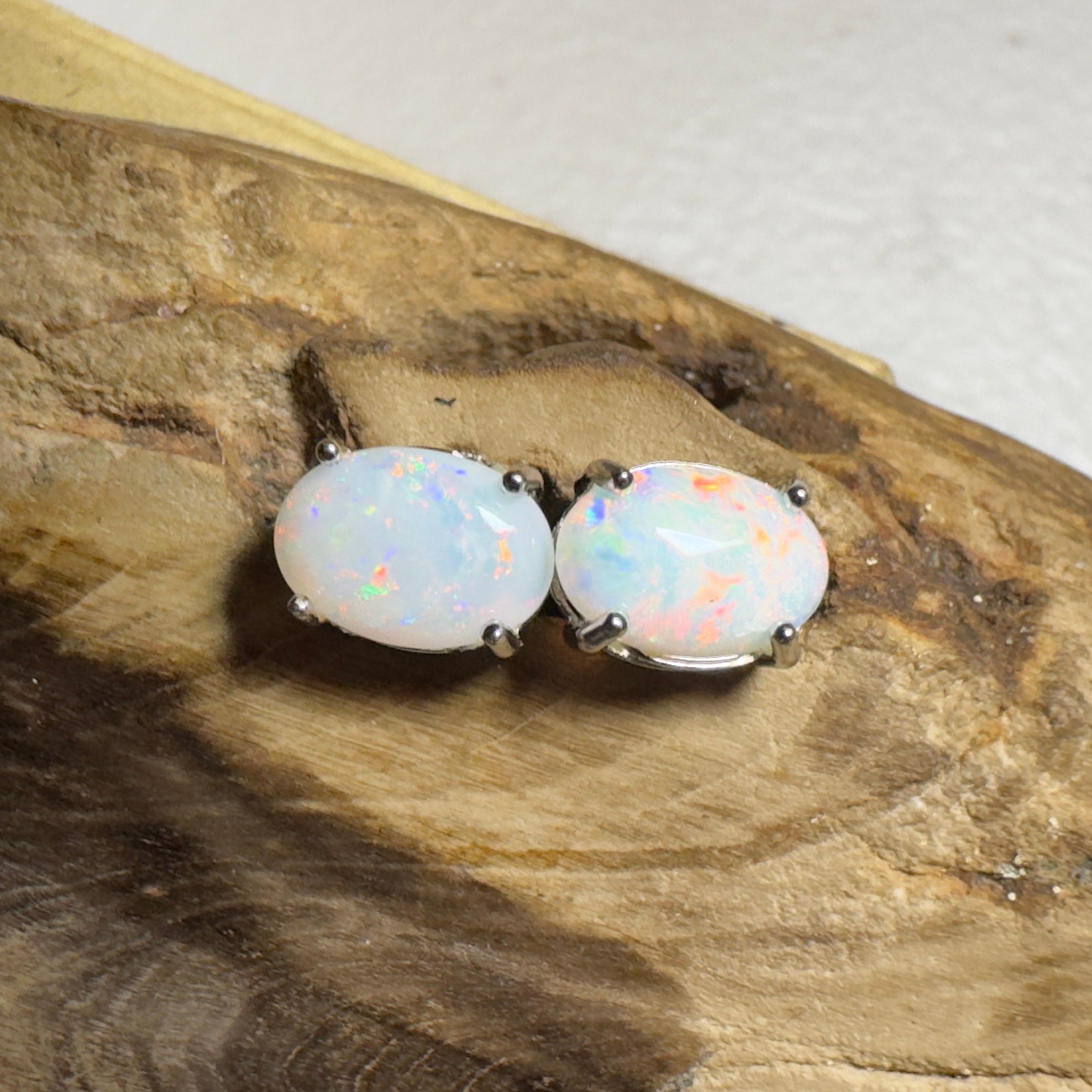 Stellar Bloom Studs ~ 1.2ct Coober Pedy Opal Sterling Silver Earrings