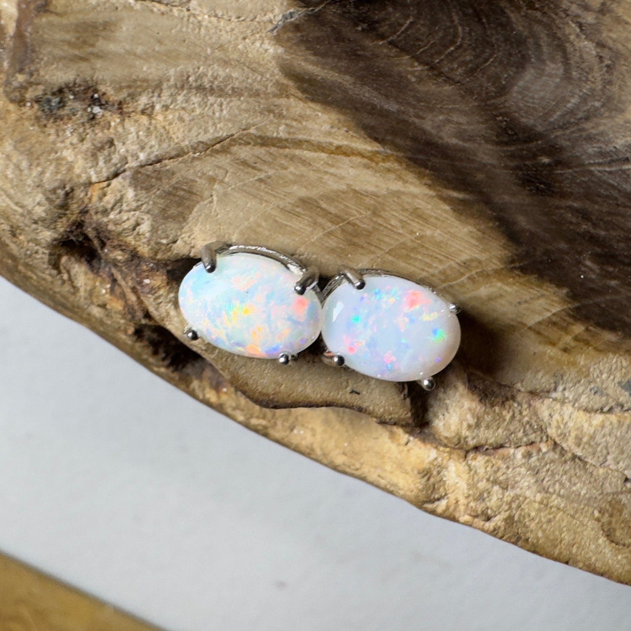 Stellar Bloom Studs ~ 1.2ct Coober Pedy Opal Sterling Silver Earrings