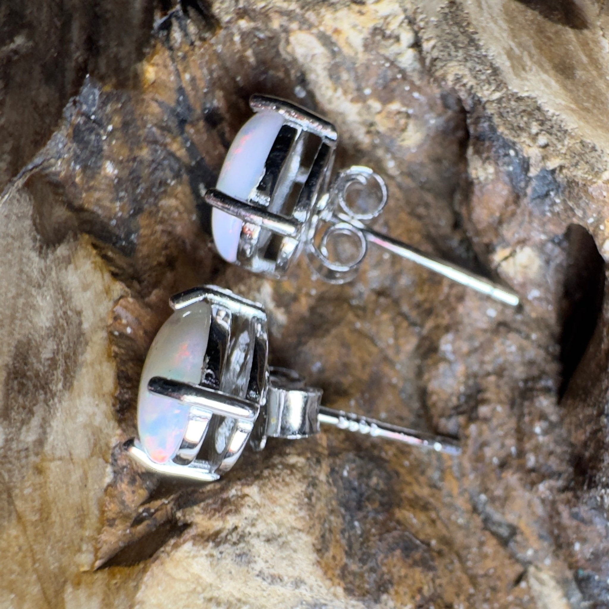 Stellar Bloom Studs ~ 1.2ct Coober Pedy Opal Sterling Silver Earrings