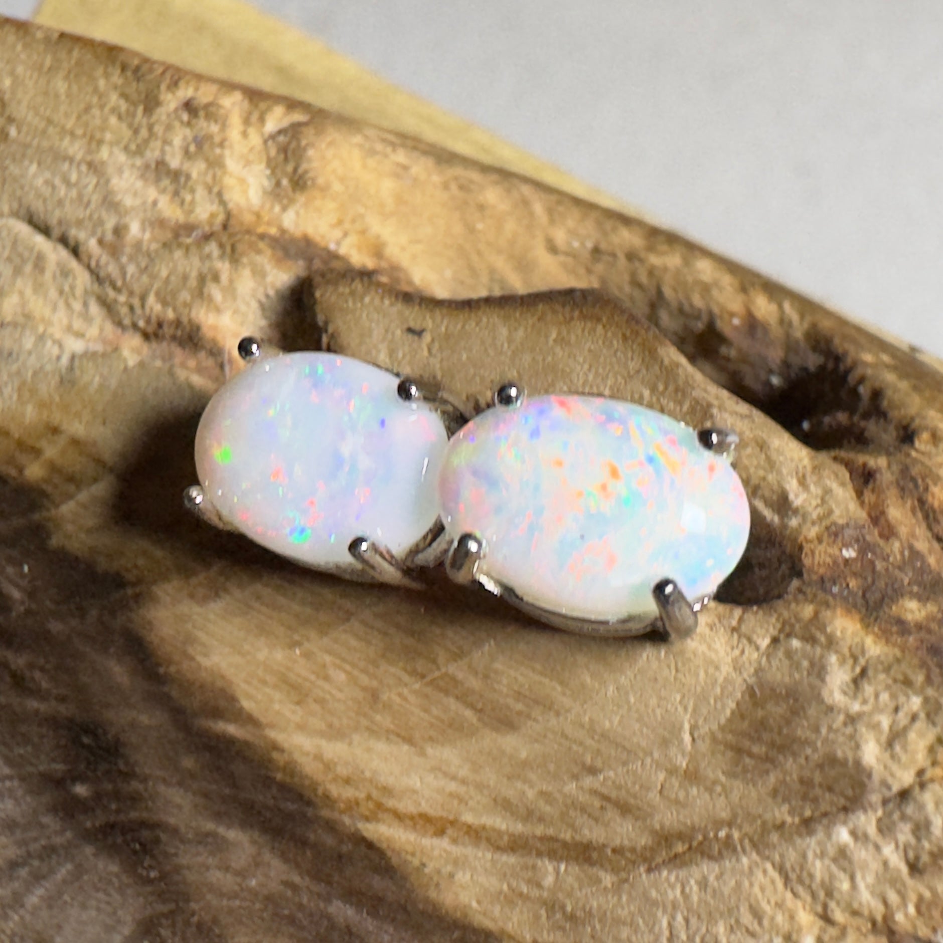 Stellar Bloom Studs ~ 1.2ct Coober Pedy Opal Sterling Silver Earrings