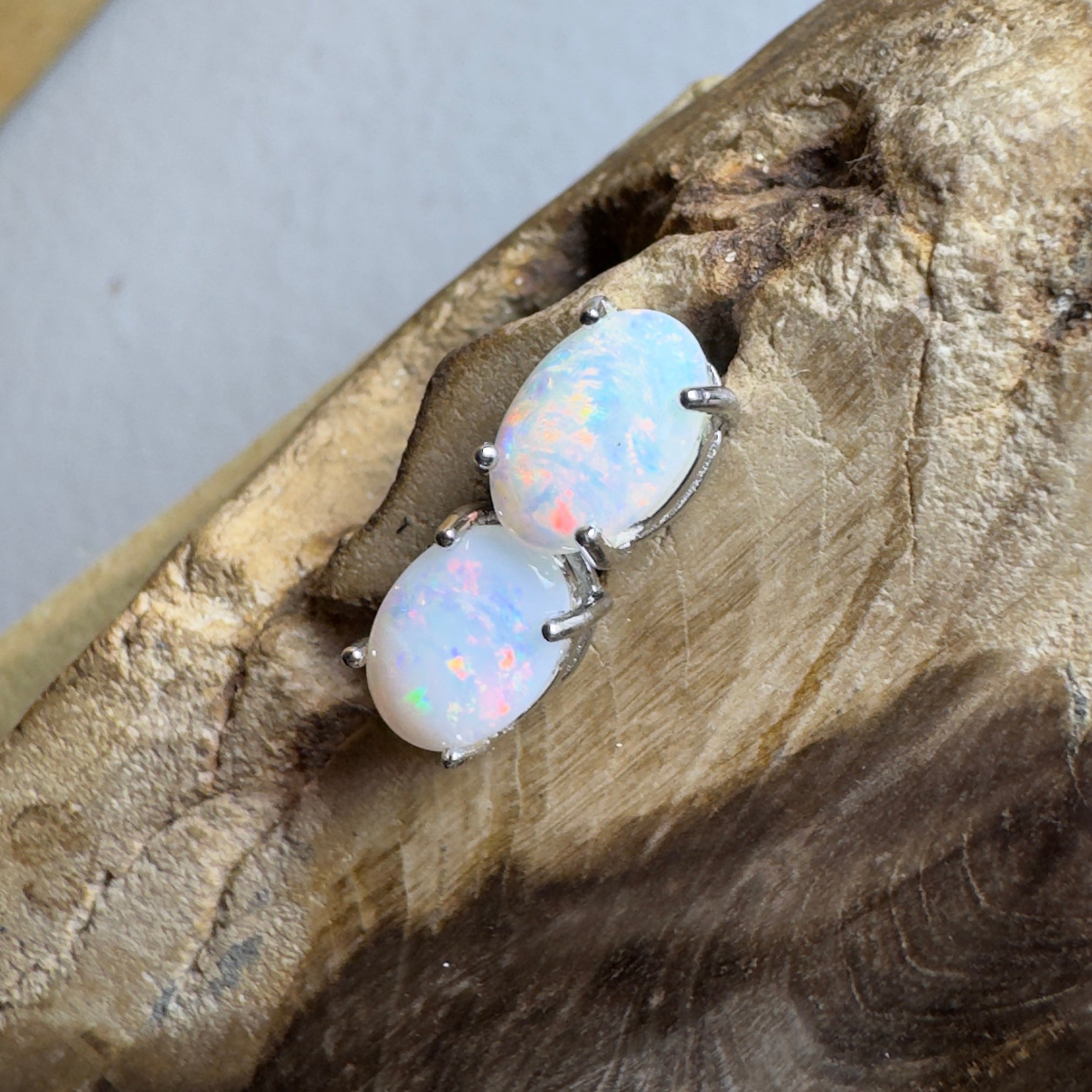 Stellar Bloom Studs ~ 1.2ct Coober Pedy Opal Sterling Silver Earrings