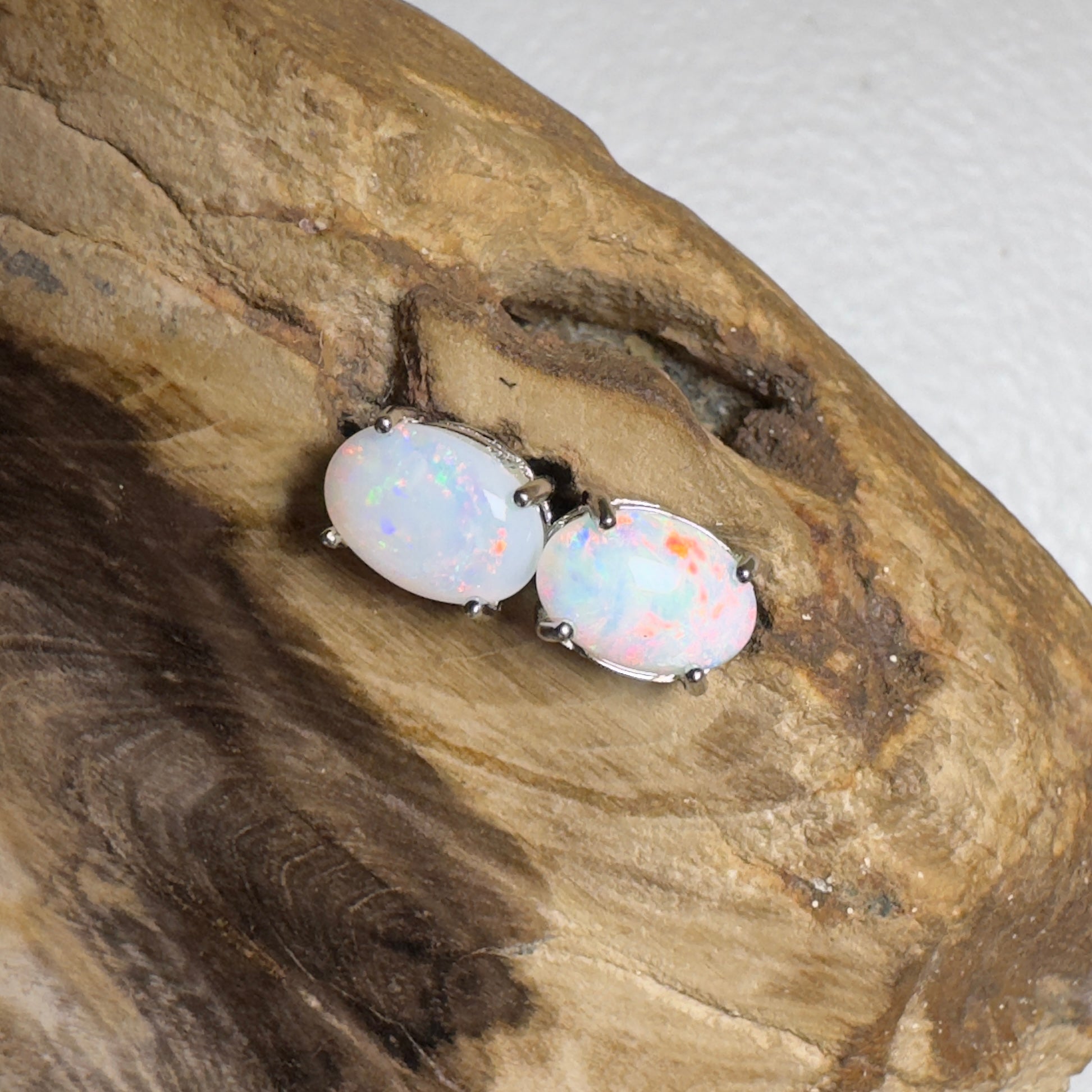 Stellar Bloom Studs ~ 1.2ct Coober Pedy Opal Sterling Silver Earrings