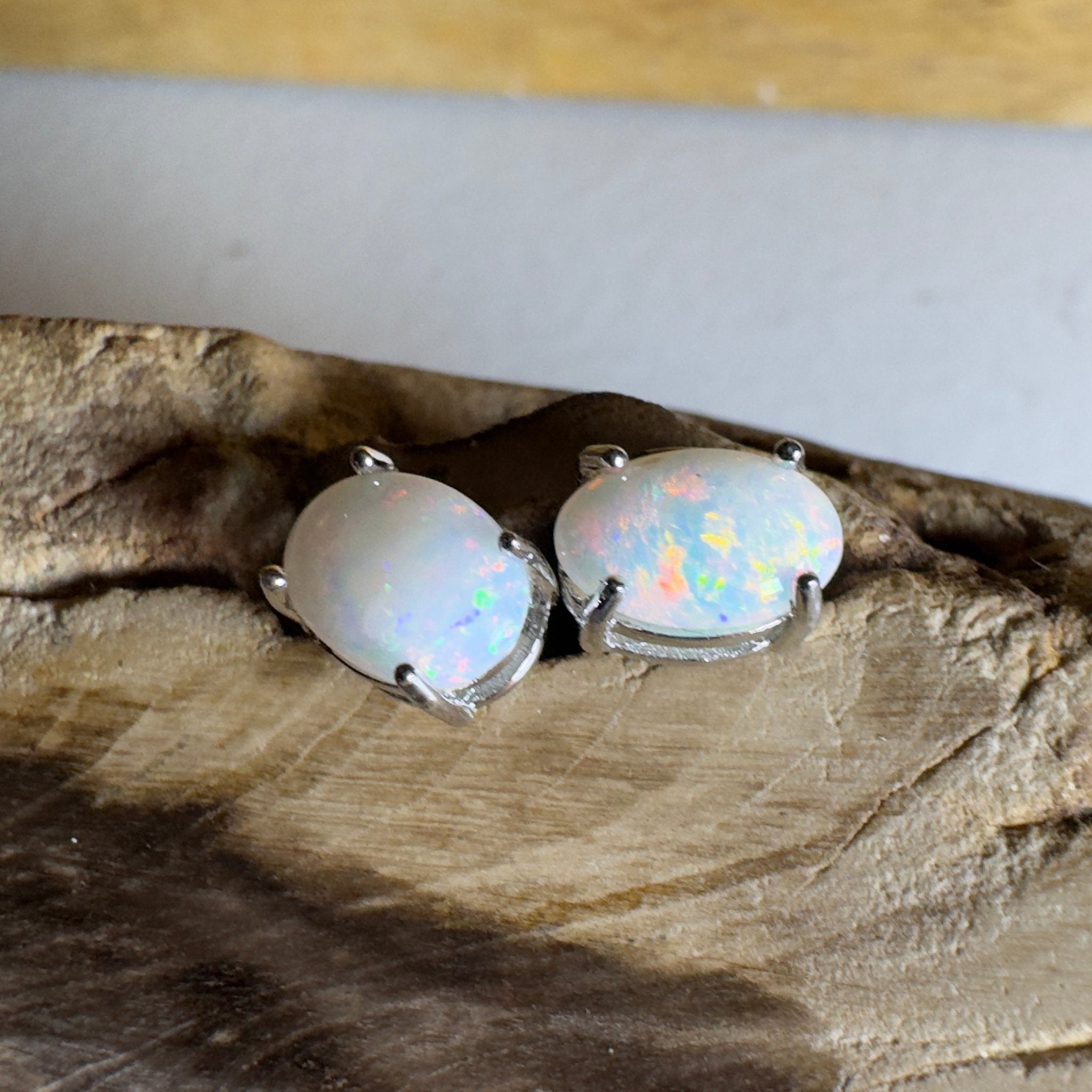 Stellar Bloom Studs ~ 1.2ct Coober Pedy Opal Sterling Silver Earrings