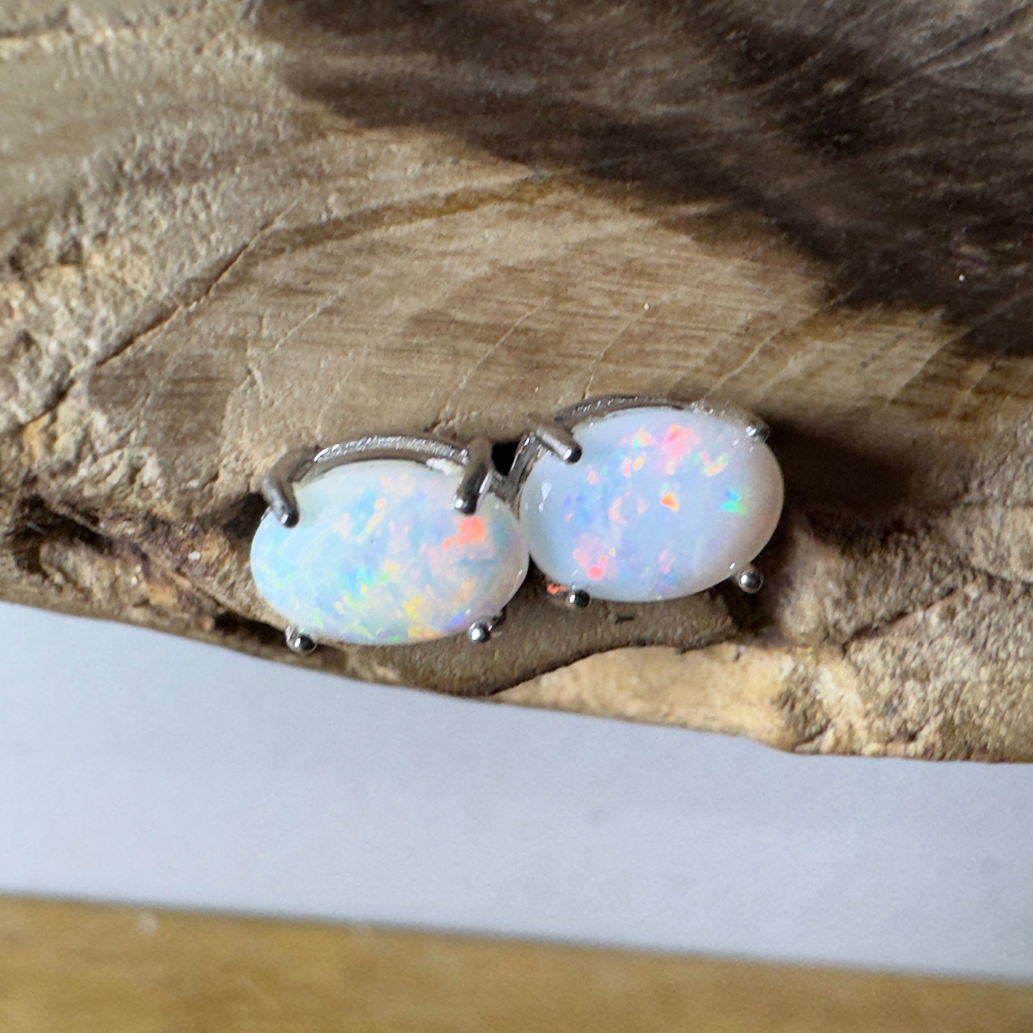 Stellar Bloom Studs ~ 1.2ct Coober Pedy Opal Sterling Silver Earrings